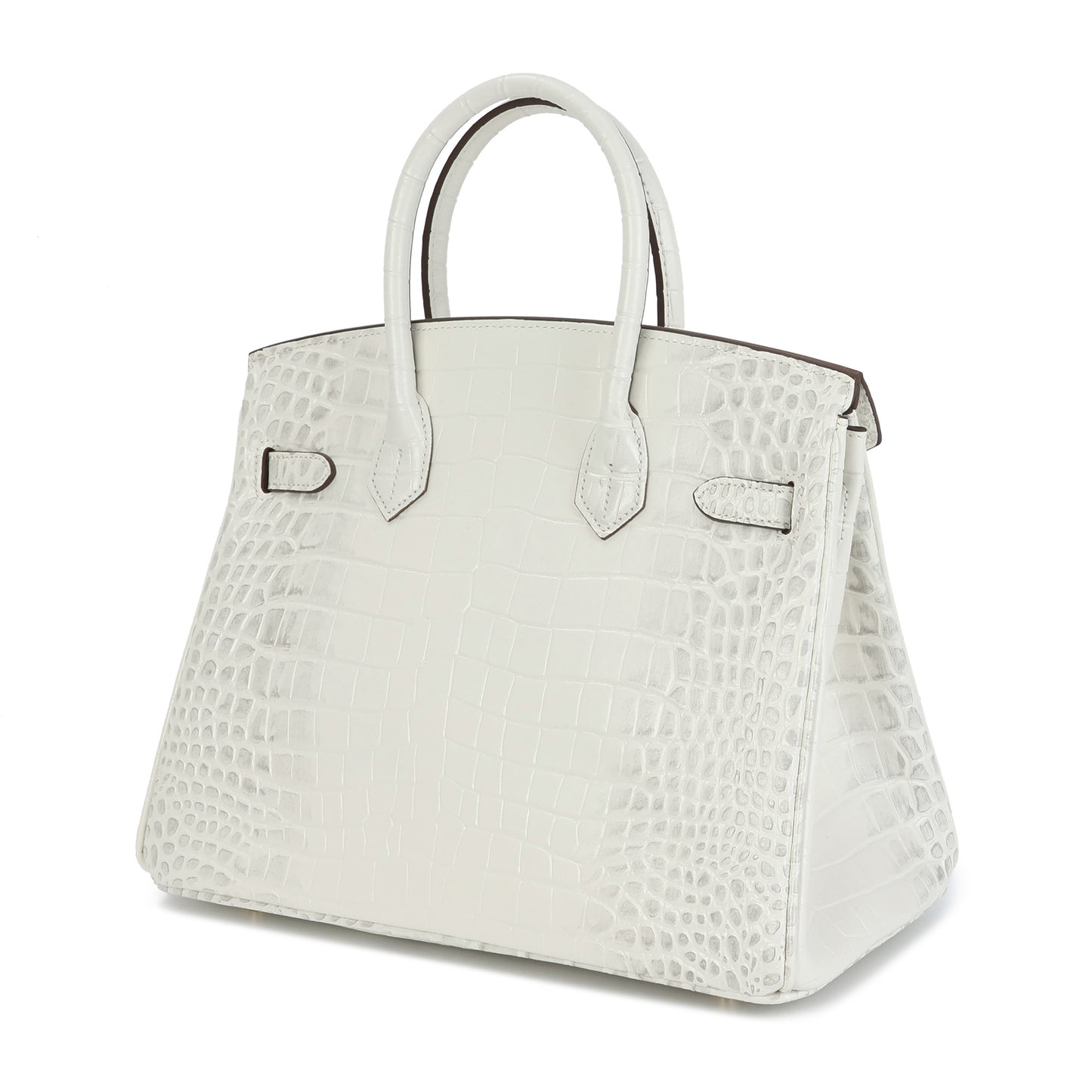Crocodile-Embossed Leather Structured Handbag