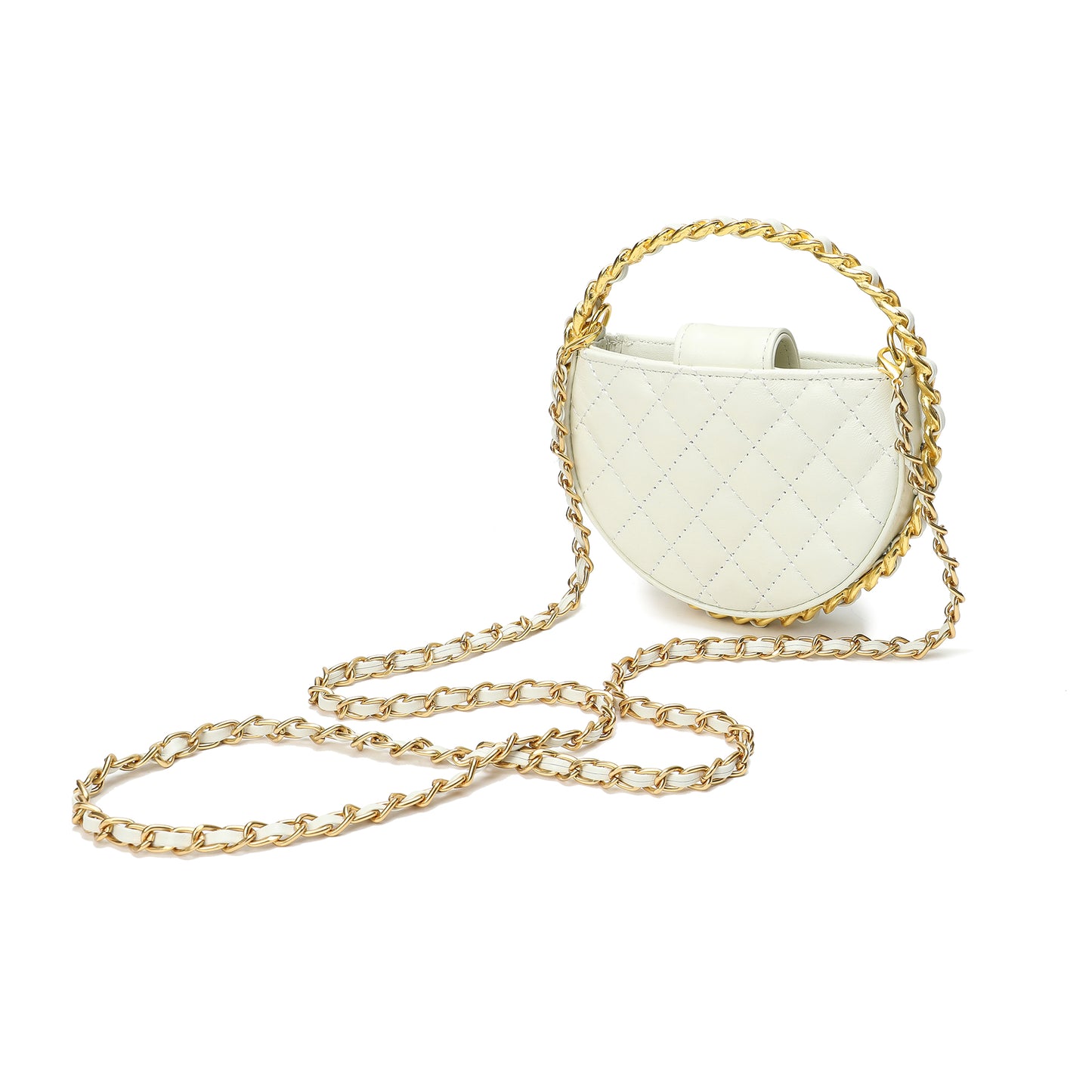 Tiffany & Fred Rounded Quilted Sheepskin Leather Crossbody Bag