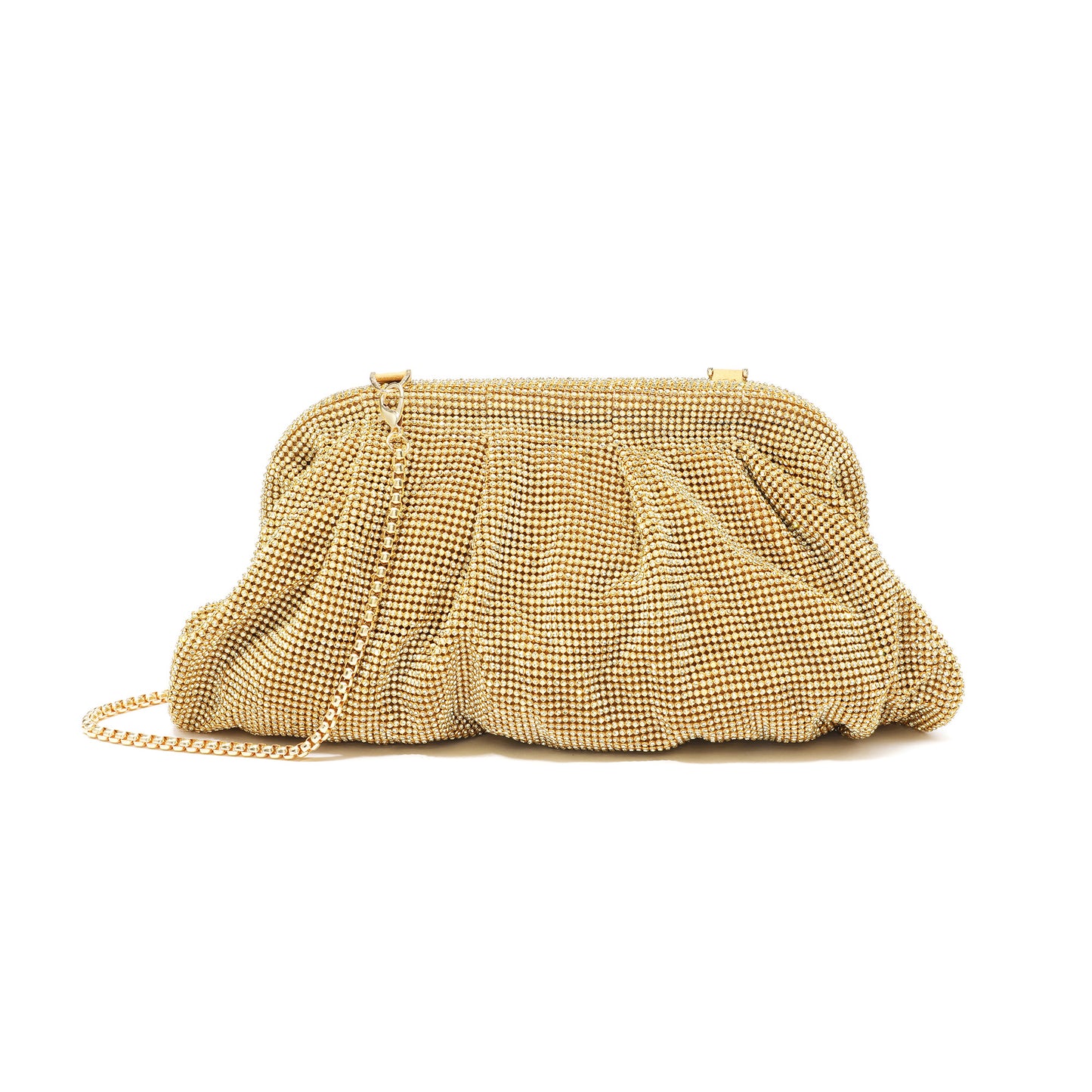 Crystal-Embellished Evening Clutch with Chain Strap
