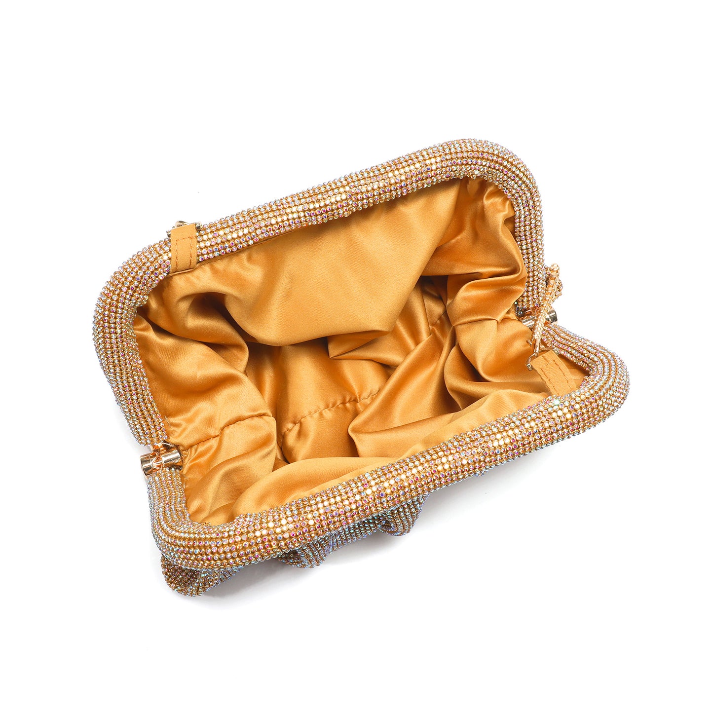 Crystal-Embellished Evening Clutch with Chain Strap