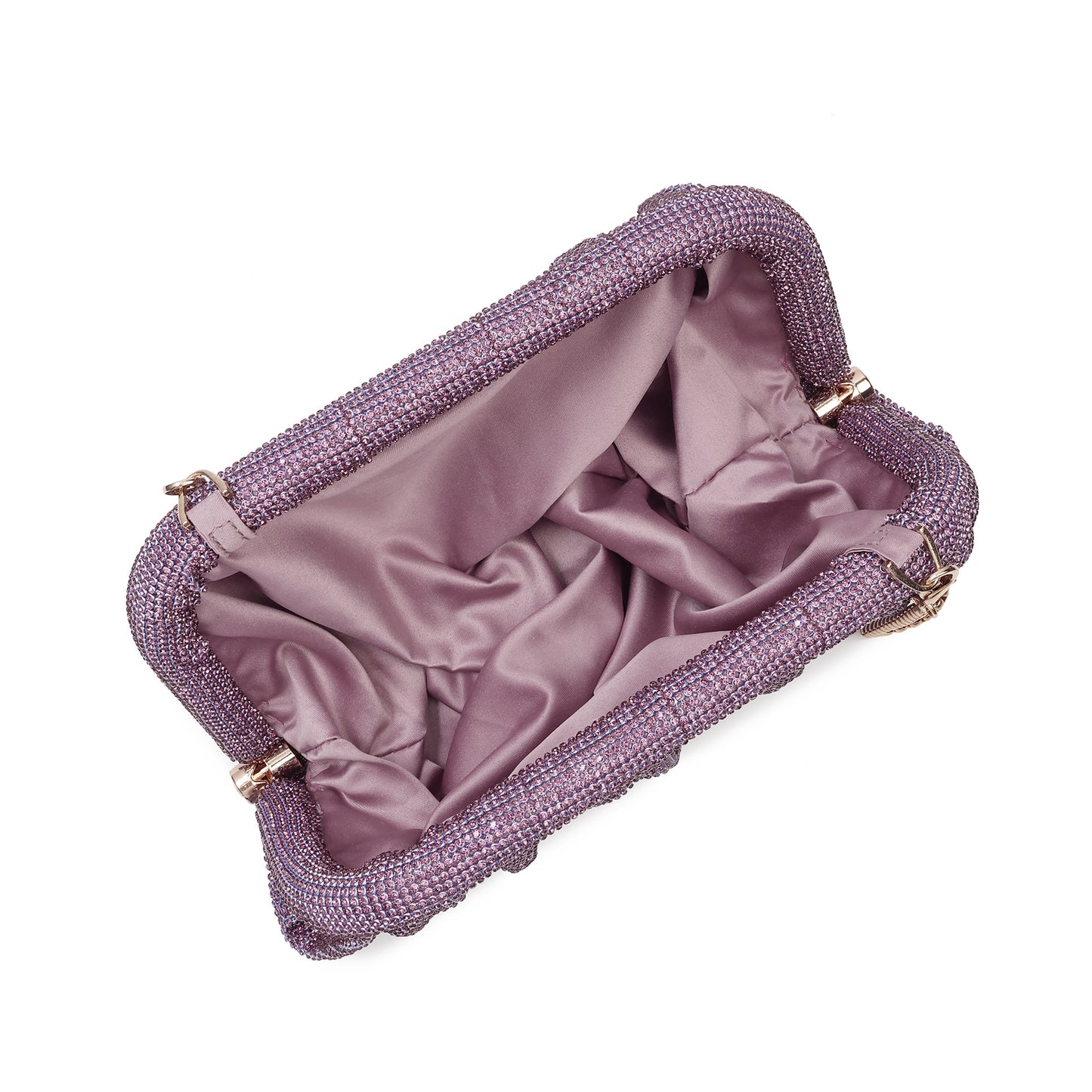 Crystal-Embellished Evening Clutch with Chain Strap