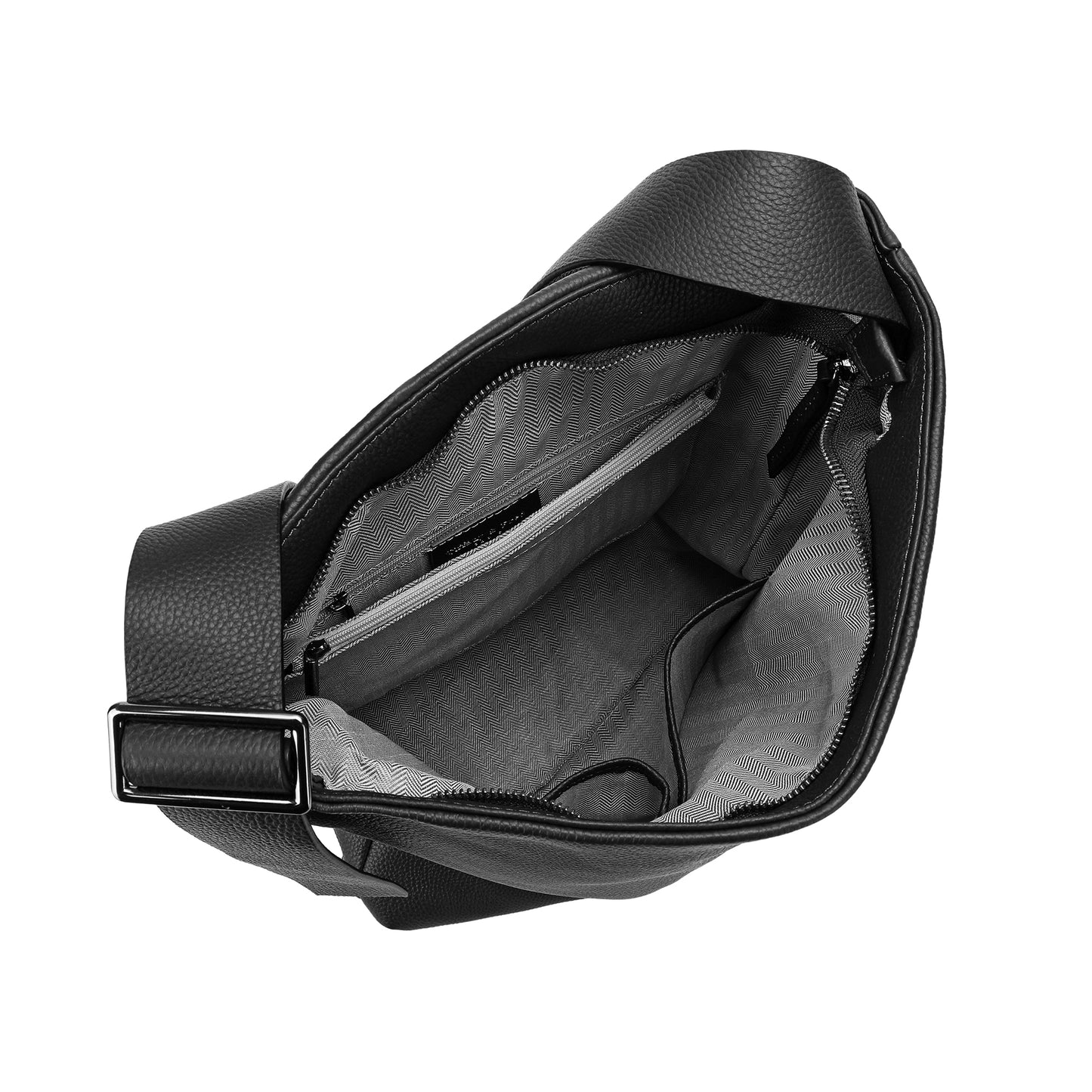 Pebbled Leather Shoulder Tote with TF Logo