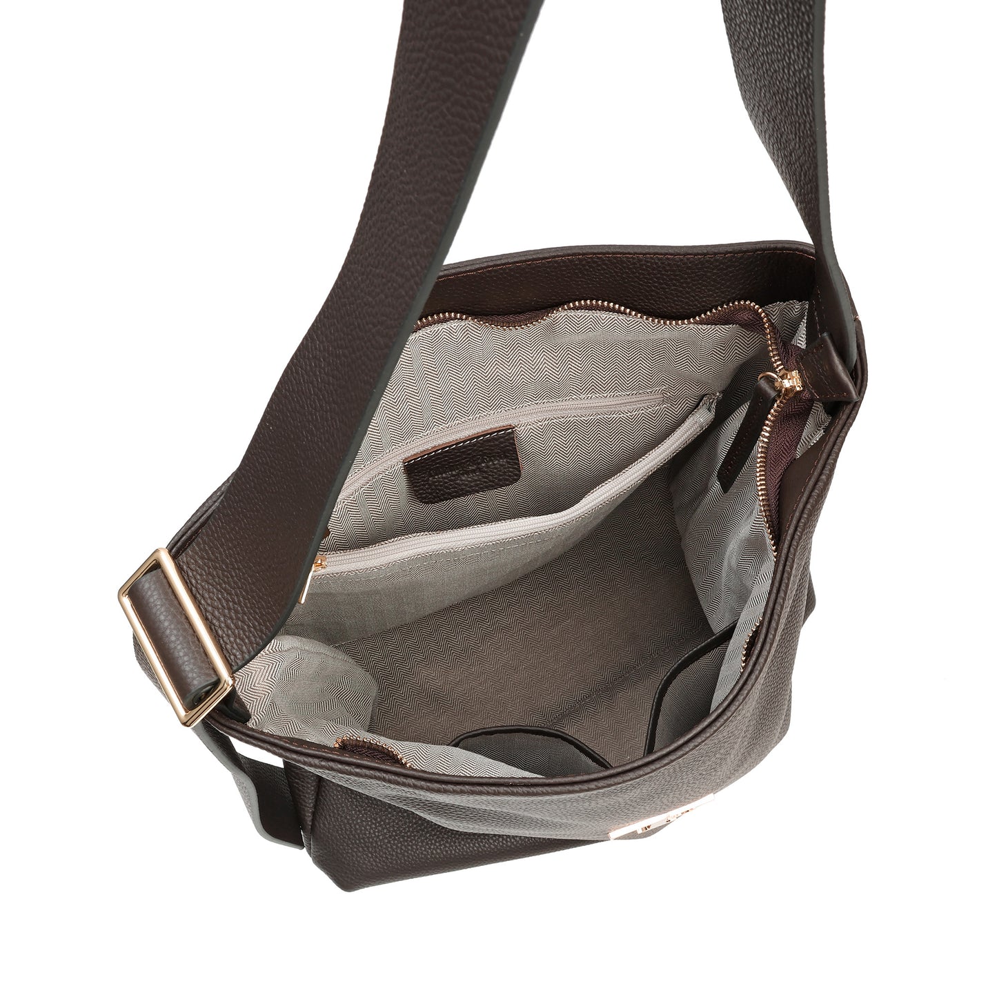 Pebbled Leather Shoulder Tote with TF Logo