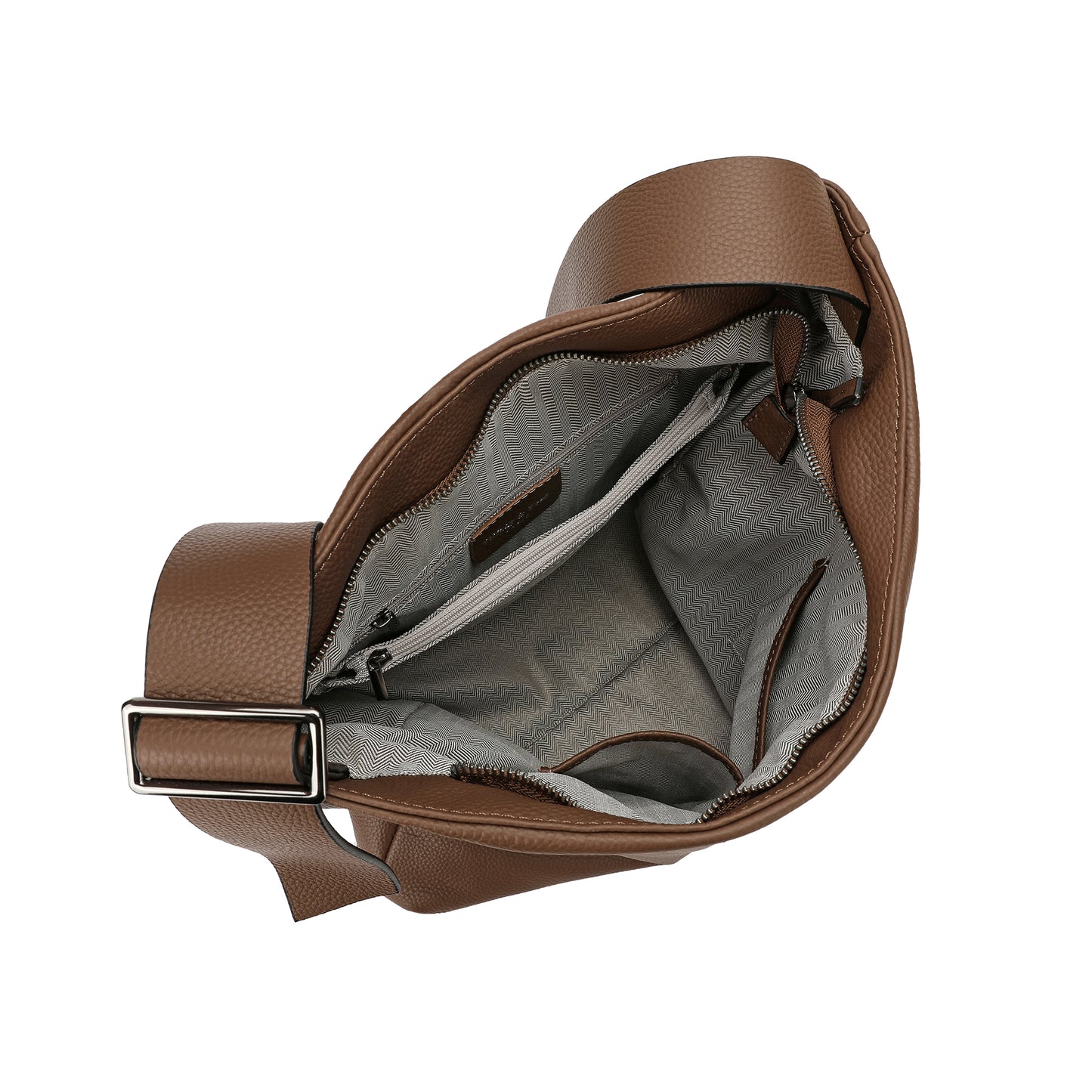 Pebbled Leather Shoulder Tote with TF Logo