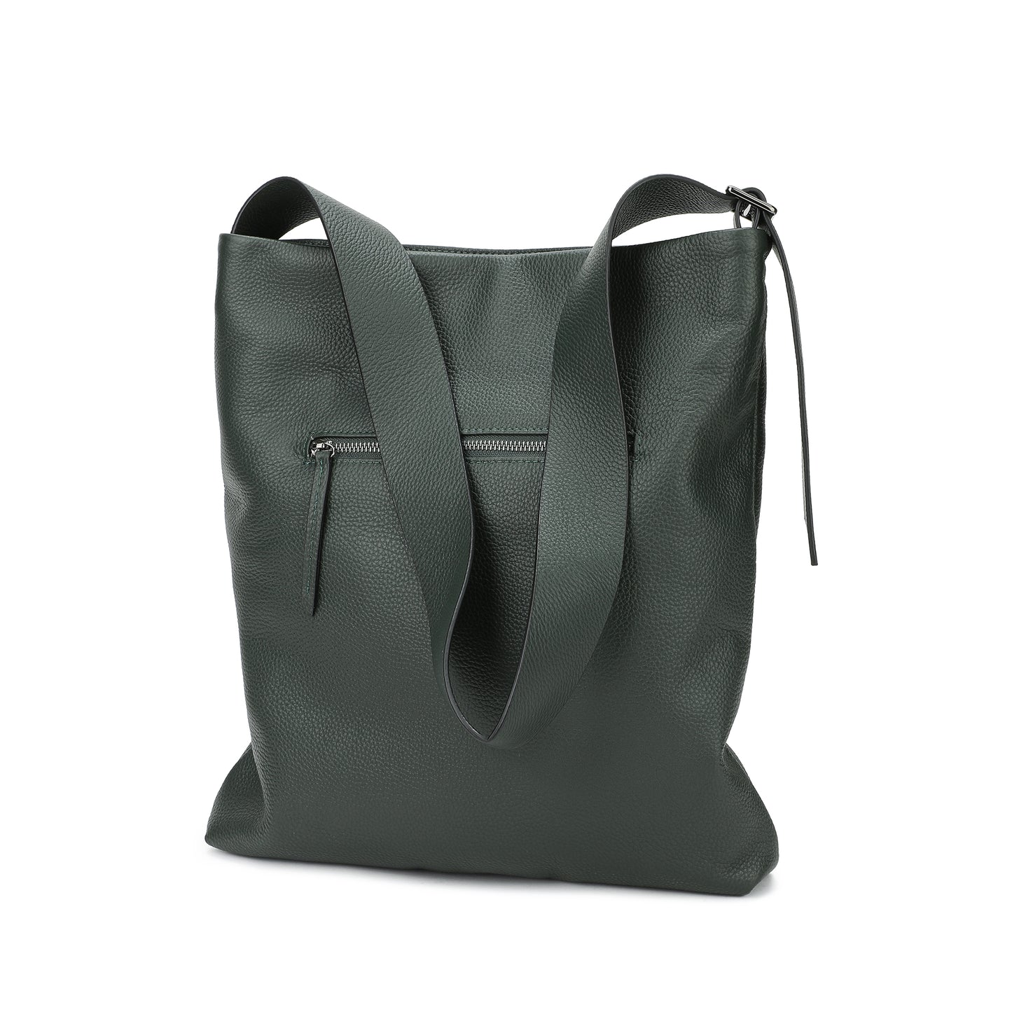 Pebbled Leather Shoulder Tote with TF Logo