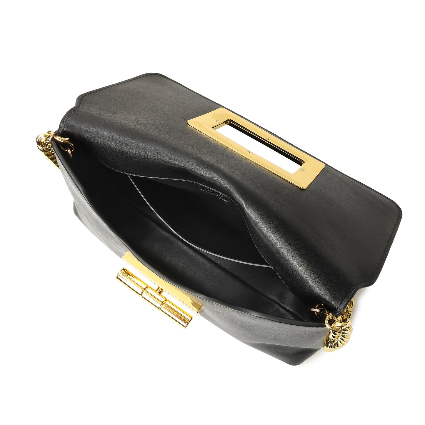 Luxe Lock Shoulder Bag with Gold Chain