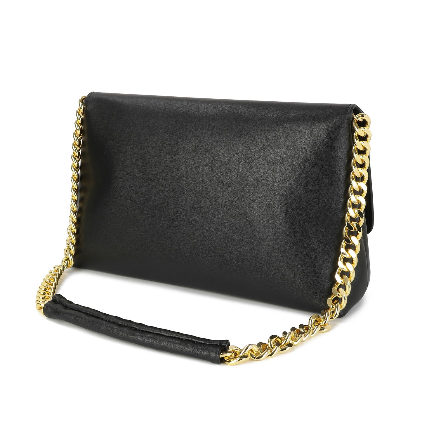 Luxe Lock Shoulder Bag with Gold Chain