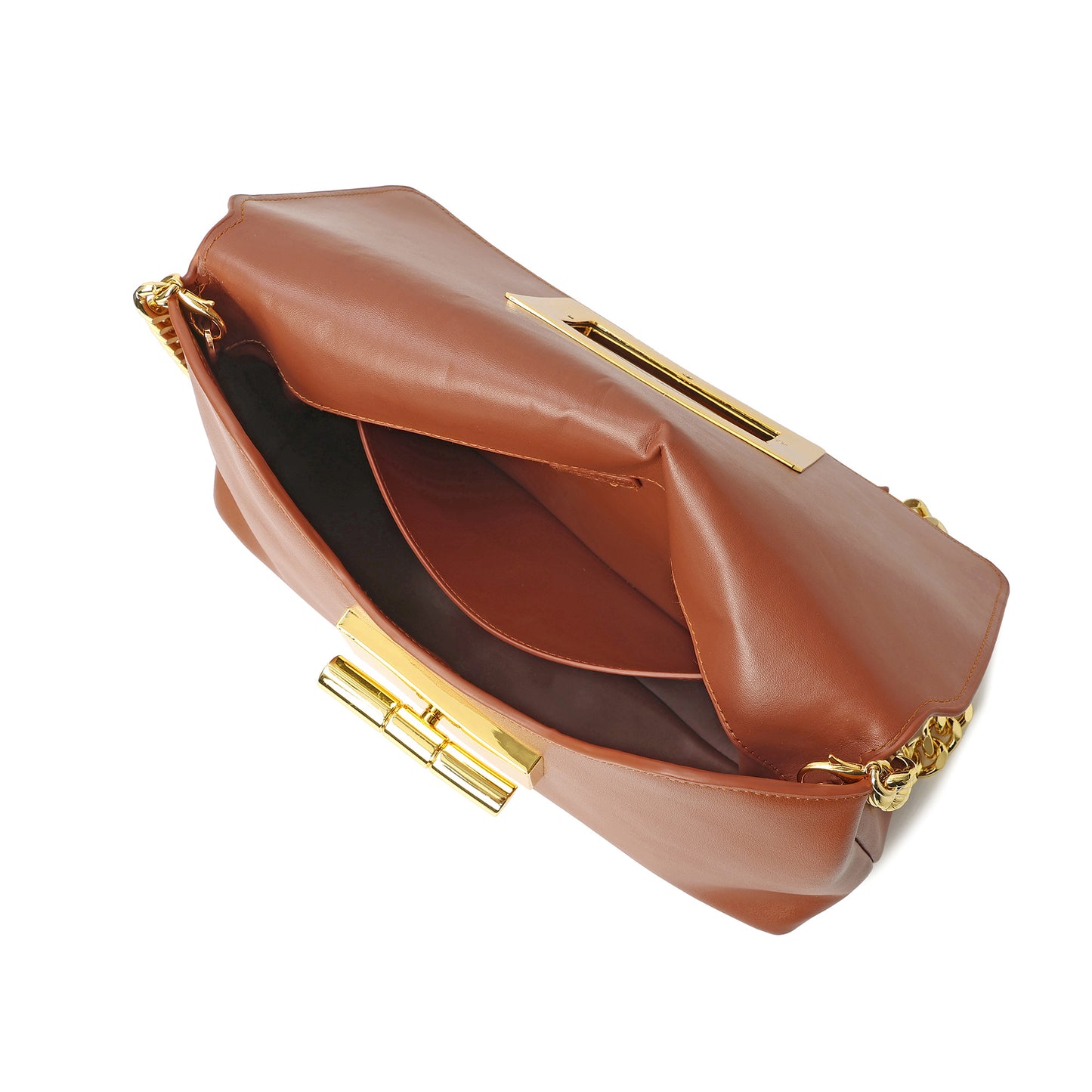 Luxe Lock Shoulder Bag with Gold Chain