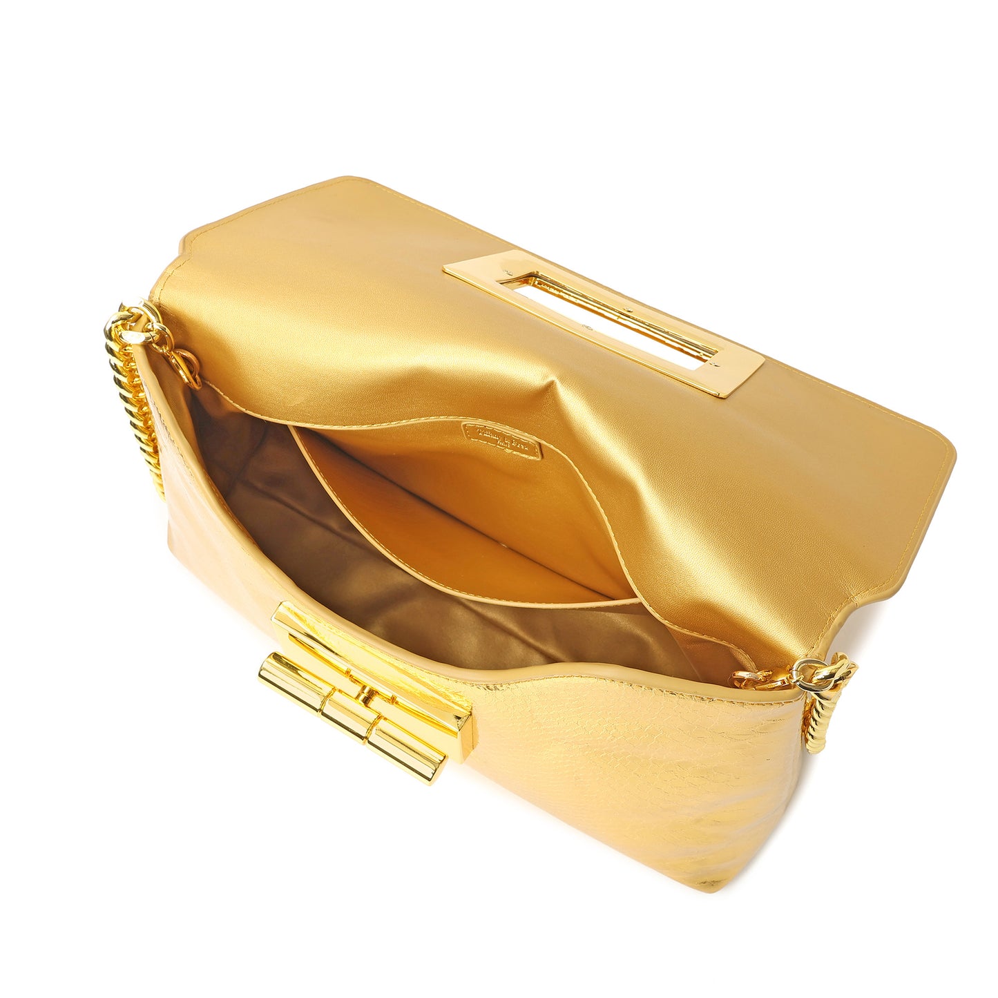 Luxe Lock Shoulder Bag with Gold Chain