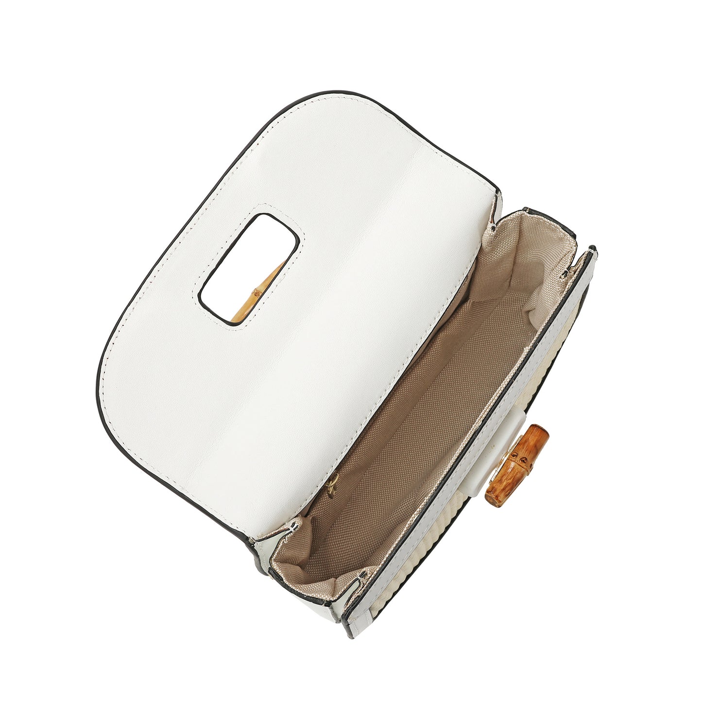 Bamboo Handle Woven Satchel