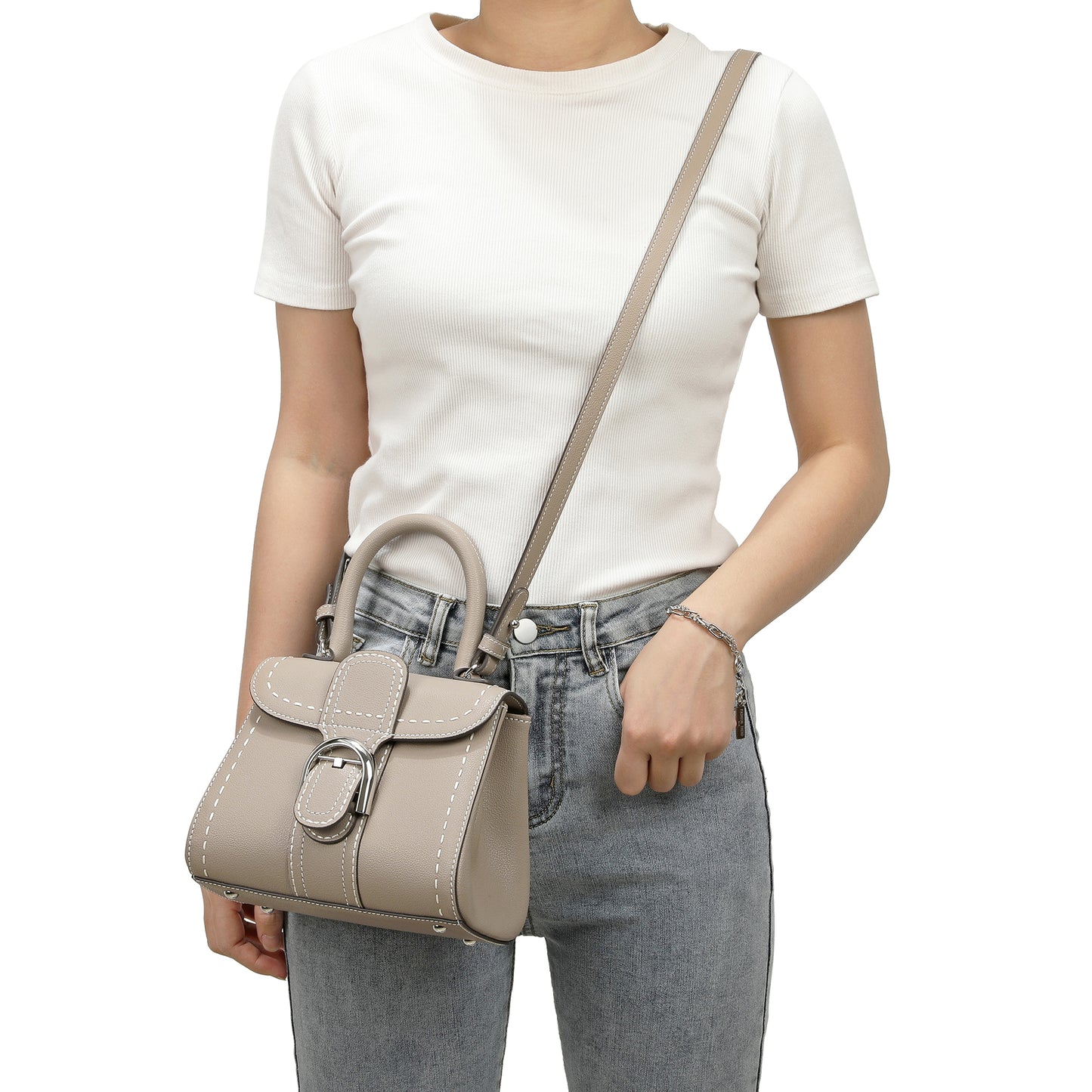 Tiffany & Fred Full-Grain Leather Satchel/Shoulder Bag