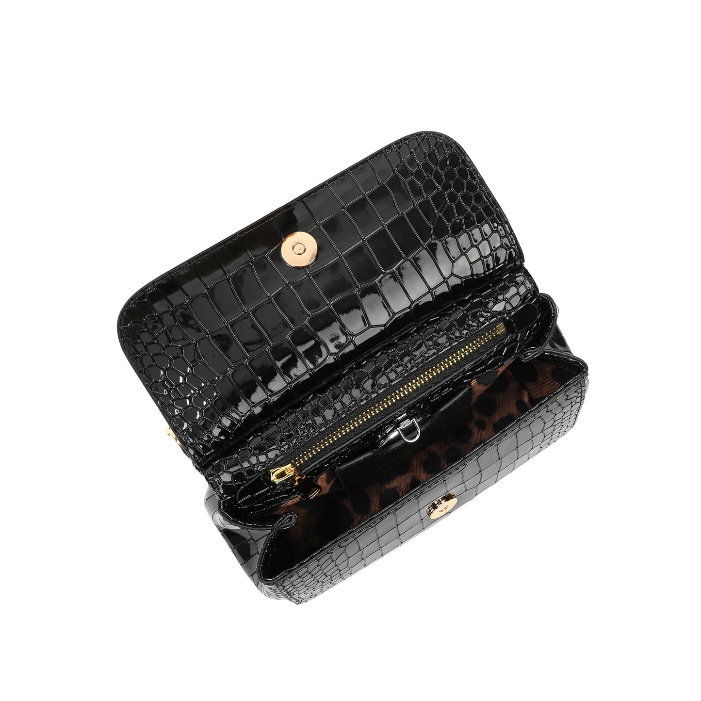 Croc-Embossed Leather Mini Satchel with Top Handle