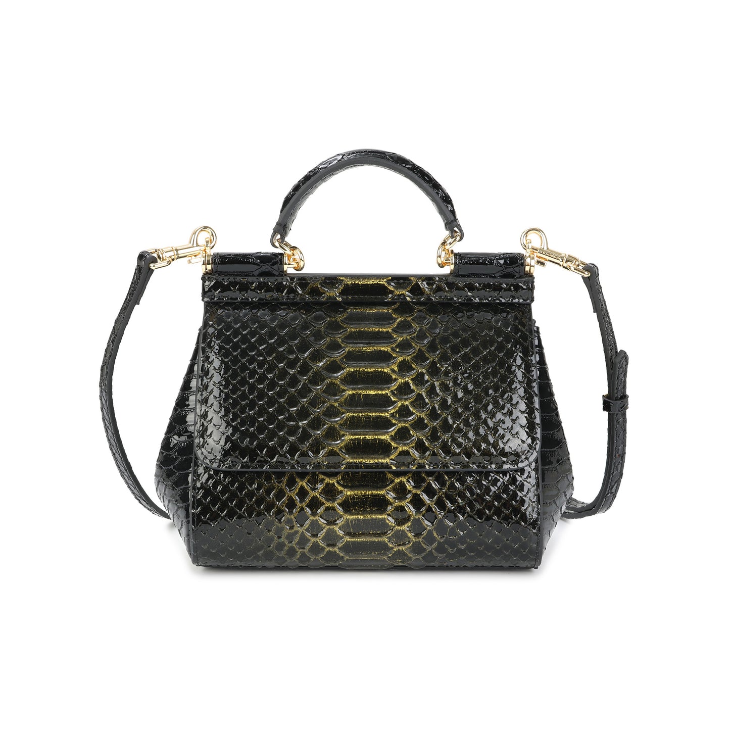 Python-Embossed Leather Top-Handle Satchel with Crossbody Strap