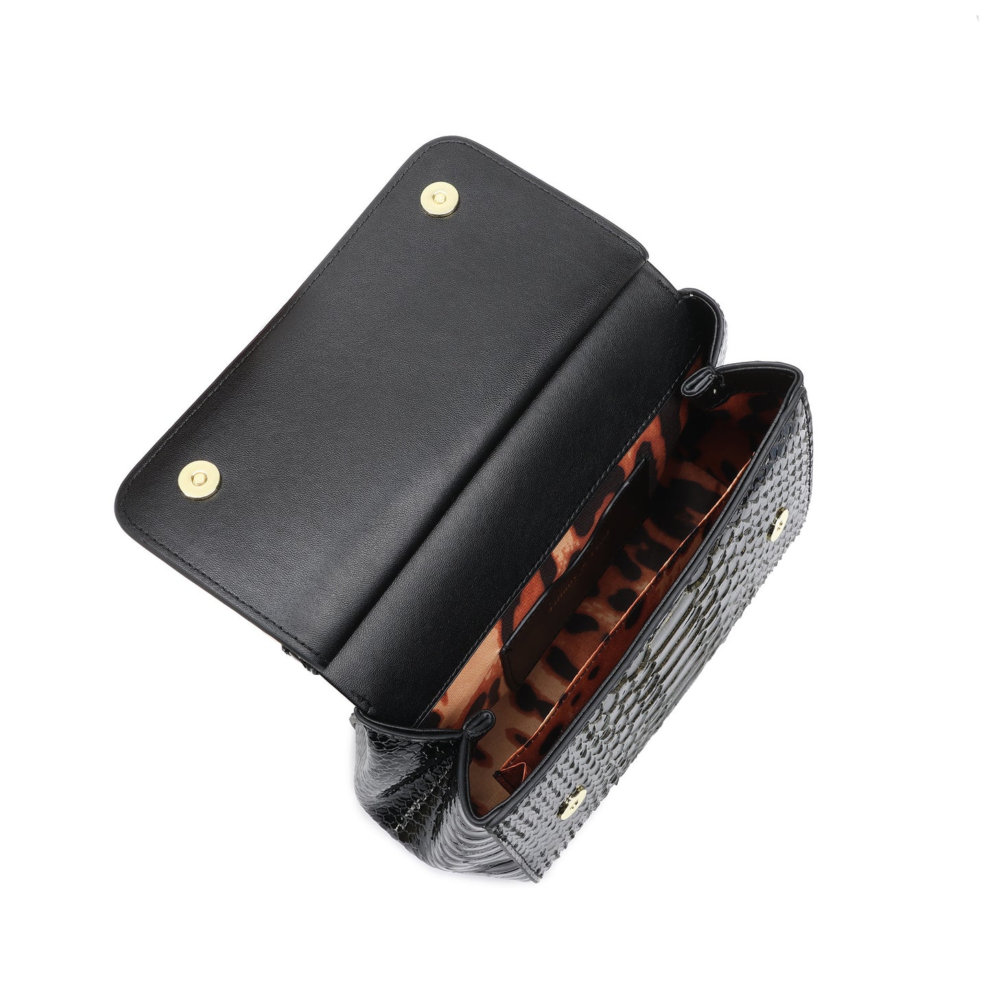 Python-Embossed Leather Top-Handle Satchel with Crossbody Strap