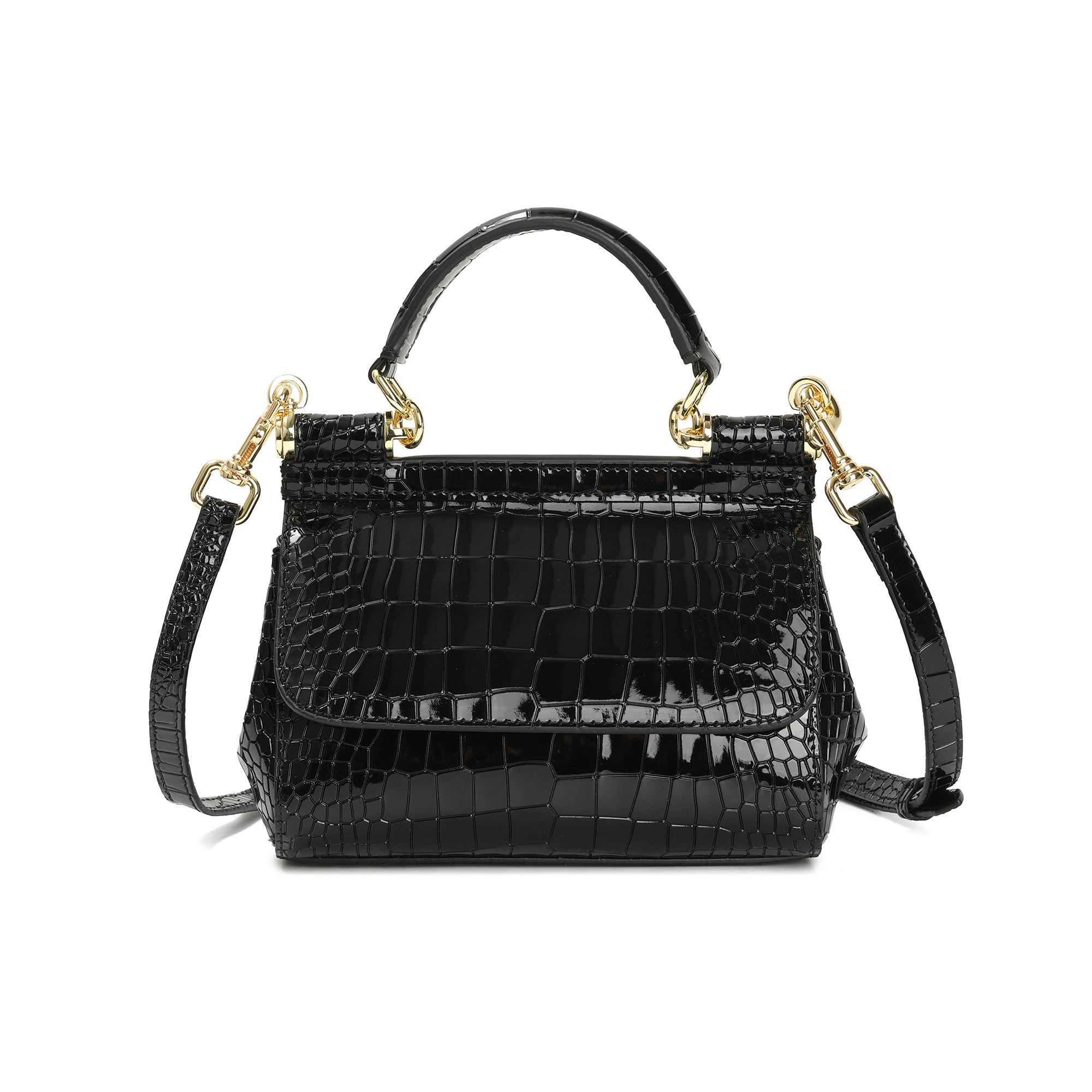 Croc-Embossed Leather Mini Satchel with Top Handle – Tiffany