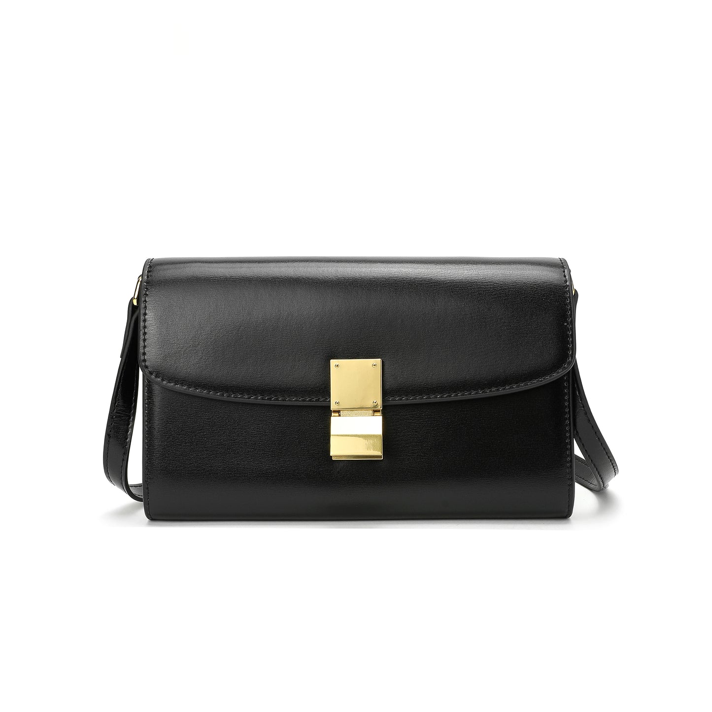 Elegant Structured Crossbody Bag with Gold-Tone Lock