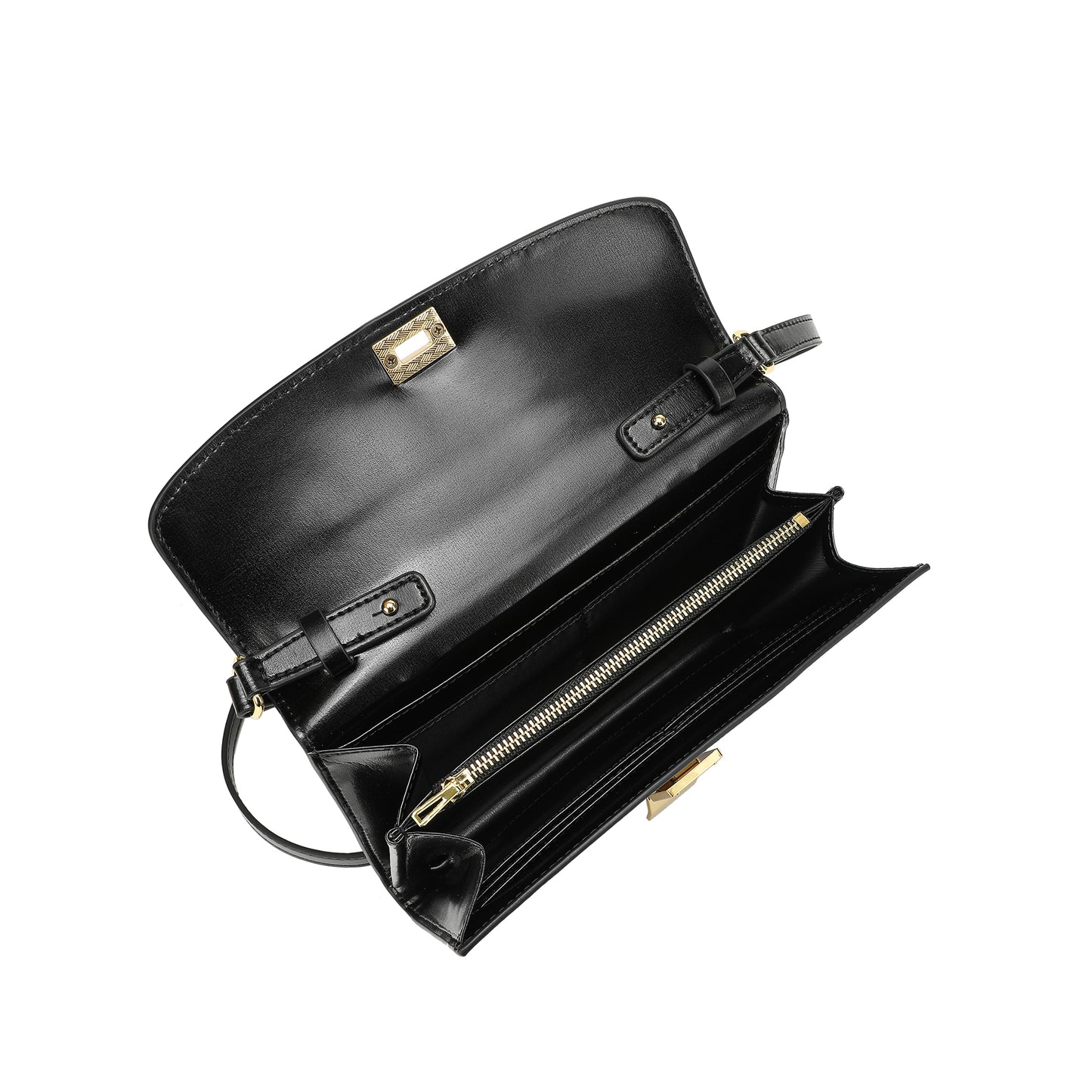 Elegant Structured Crossbody Bag with Gold-Tone Lock