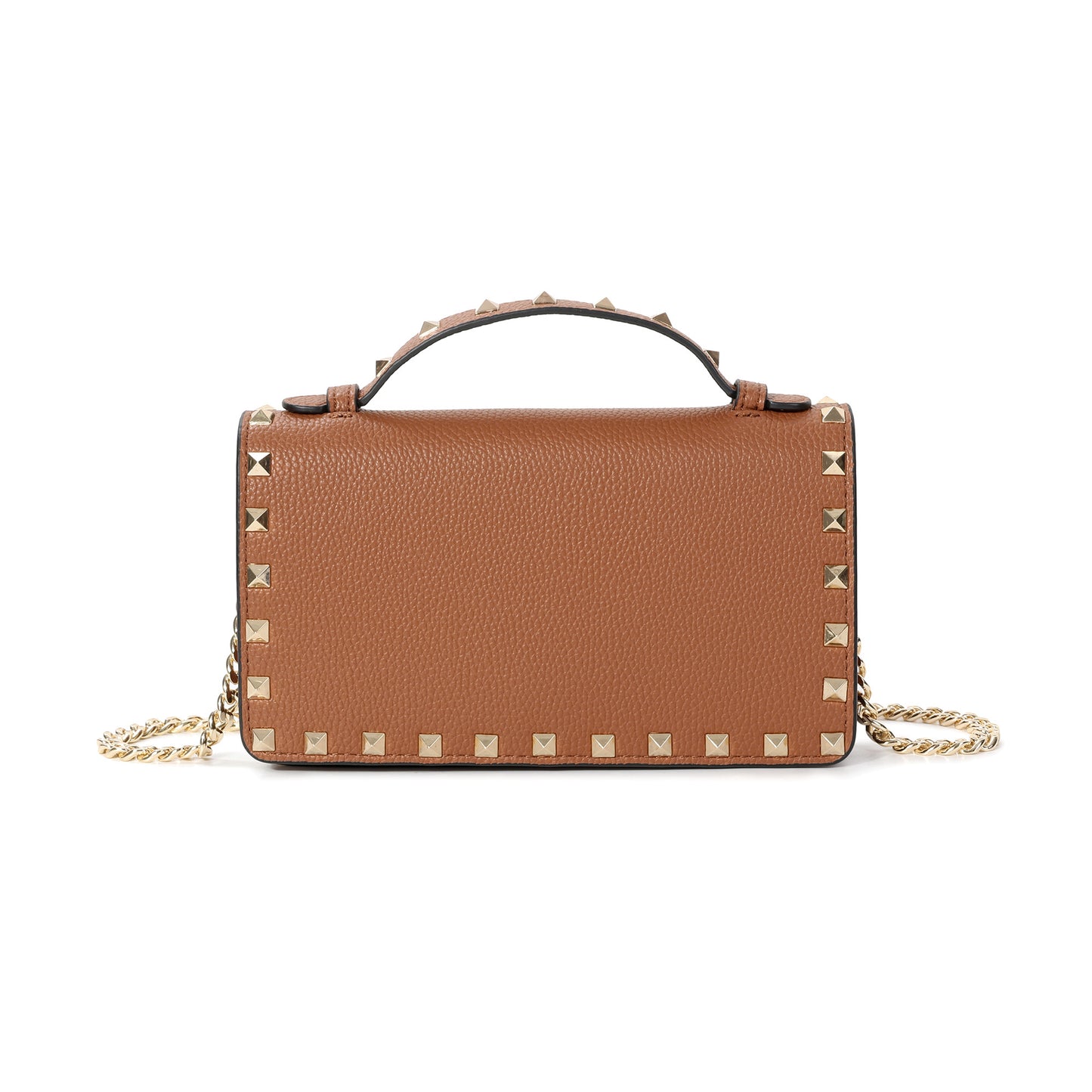 Pebbled Leather Mini Crossbody Bag with Stud Trim