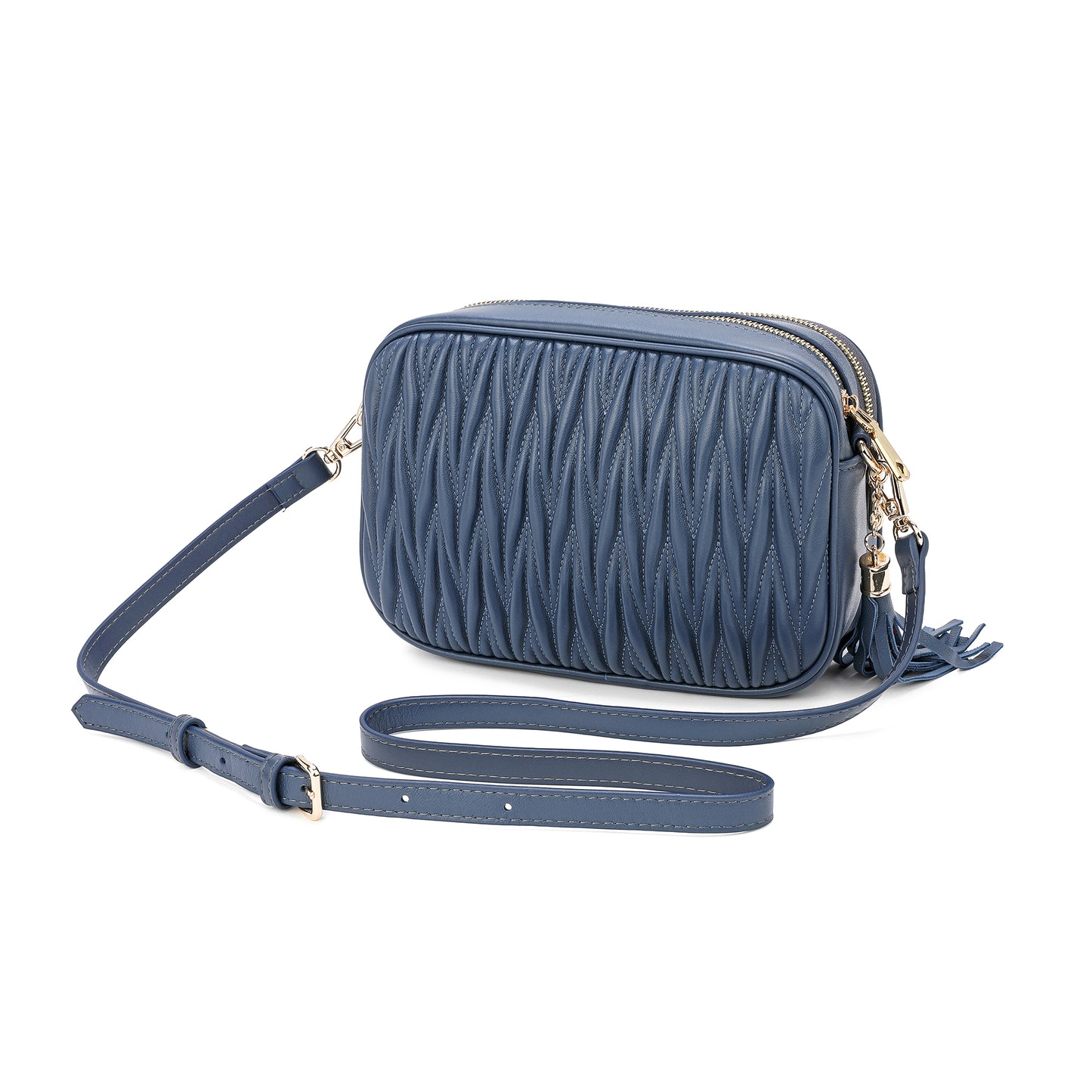 Tiffany & Fred Pleated Lambskin Leather Messenger/Shoulder Bag
