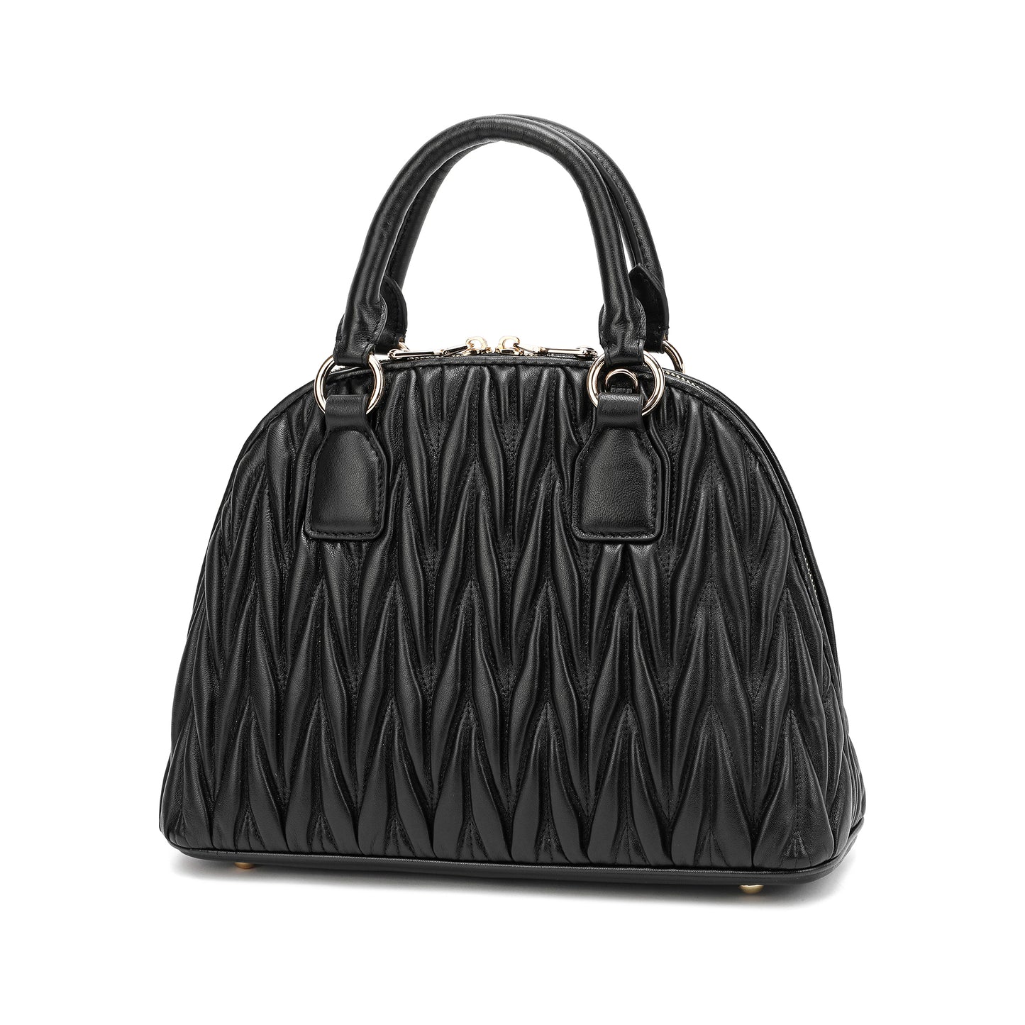 Tiffany & Fred Pleated Lambskin Leather Satchel/Shoulder Bag