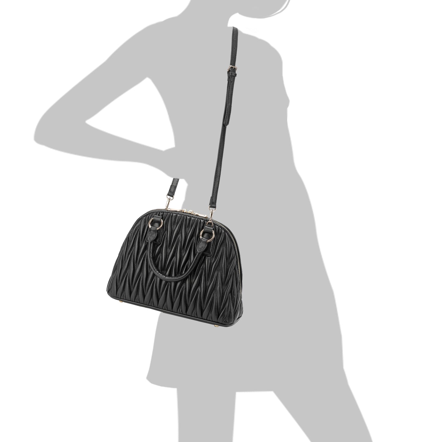 Tiffany & Fred Pleated Lambskin Leather Satchel/Shoulder Bag