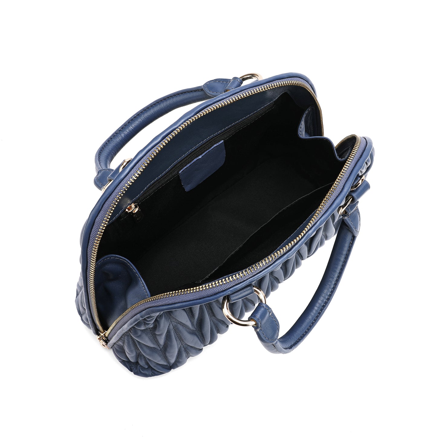 Tiffany & Fred Pleated Lambskin Leather Satchel/Shoulder Bag