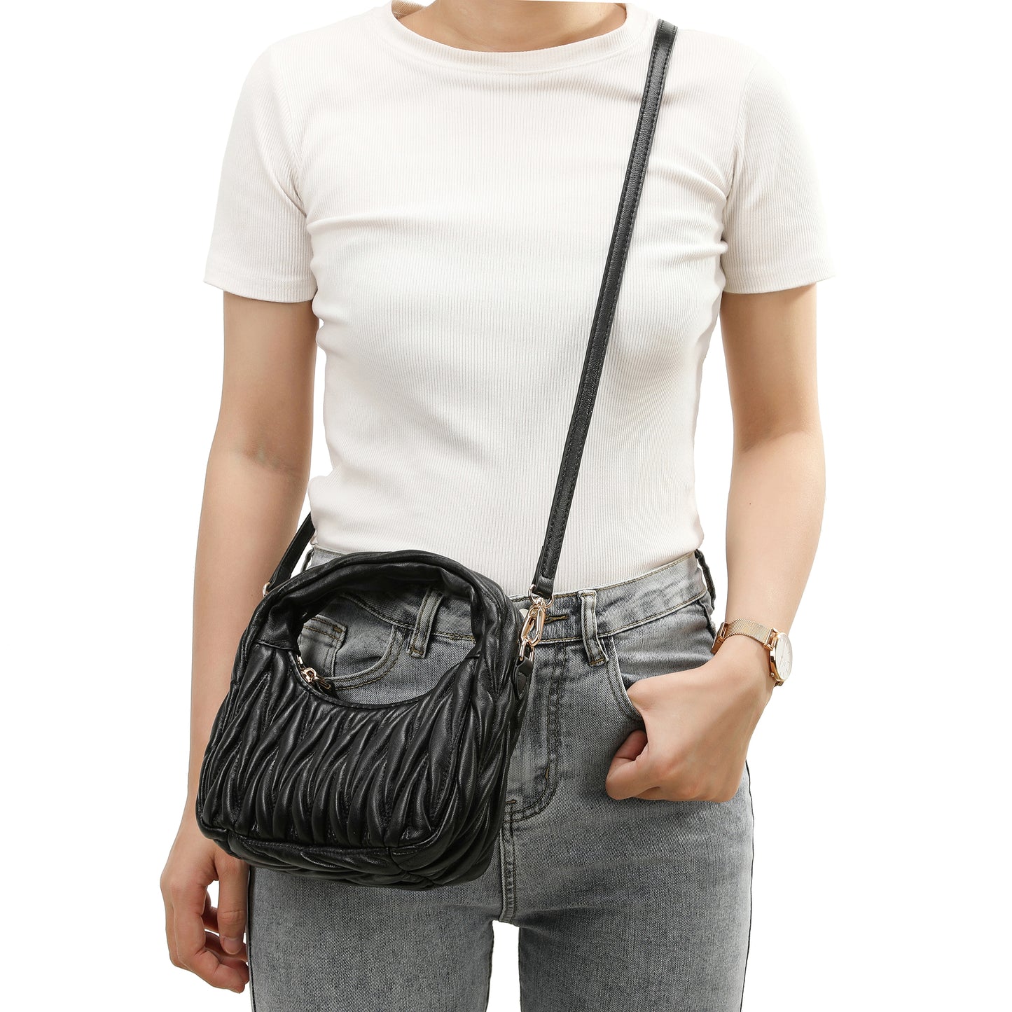 Tiffany & Fred Quilted Sheepskin Leather Crossbody