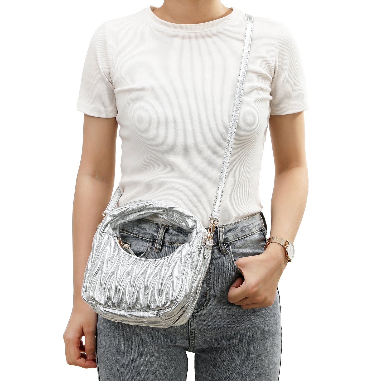 Tiffany & Fred Quilted Sheepskin Leather Crossbody