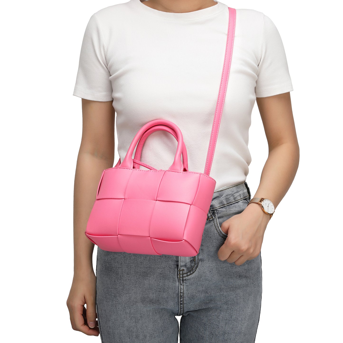 Tiffany & Fred Smooth Woven Leather Crossbody/Shoulder Bag