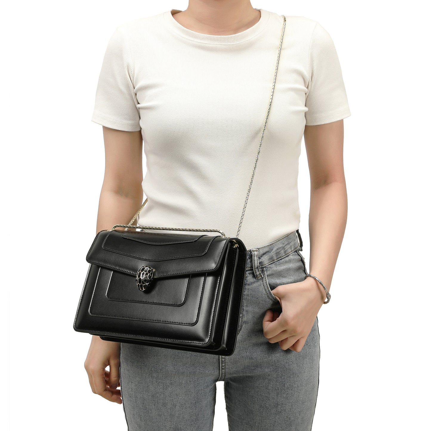 Tiffany & Fred Smooth Leather Foldover Crossbody/Shoulder Bag