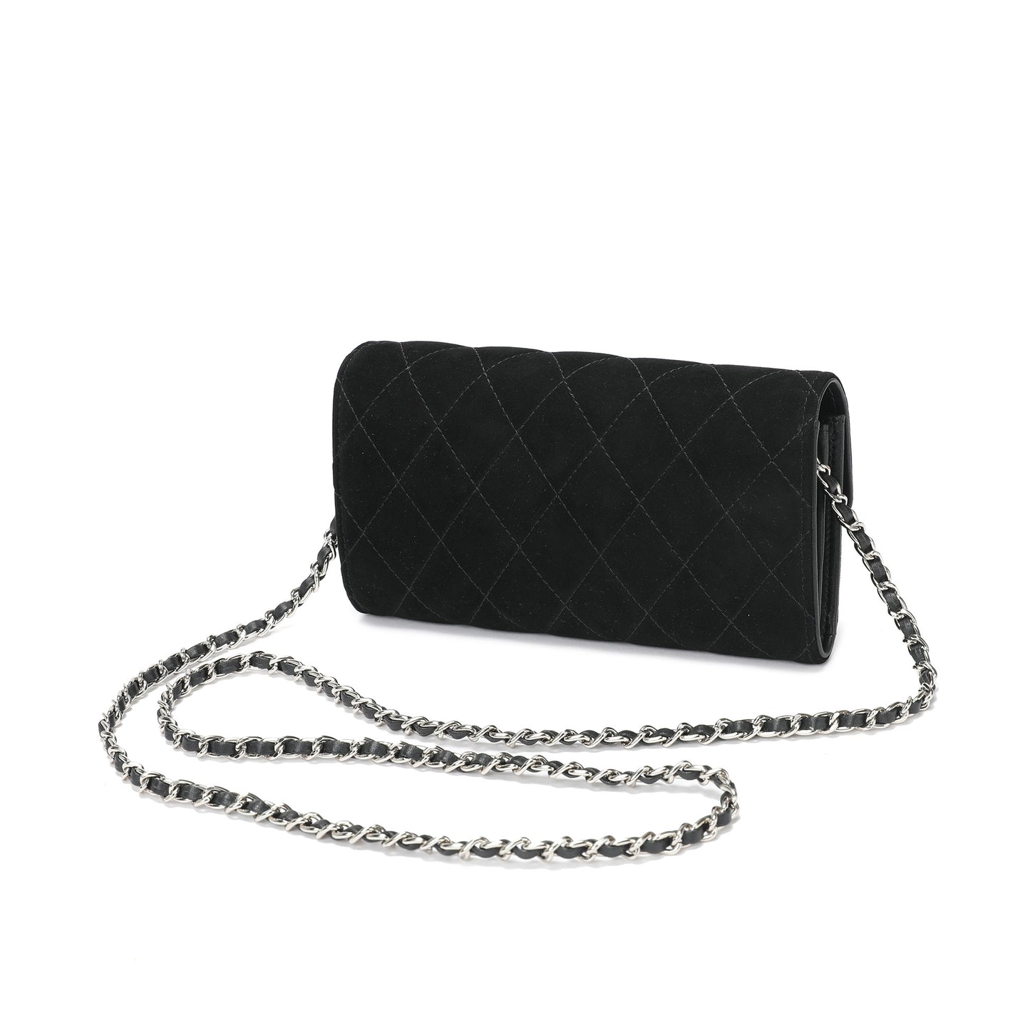 Quilted Suede Wallet-On-Chain/Clutch