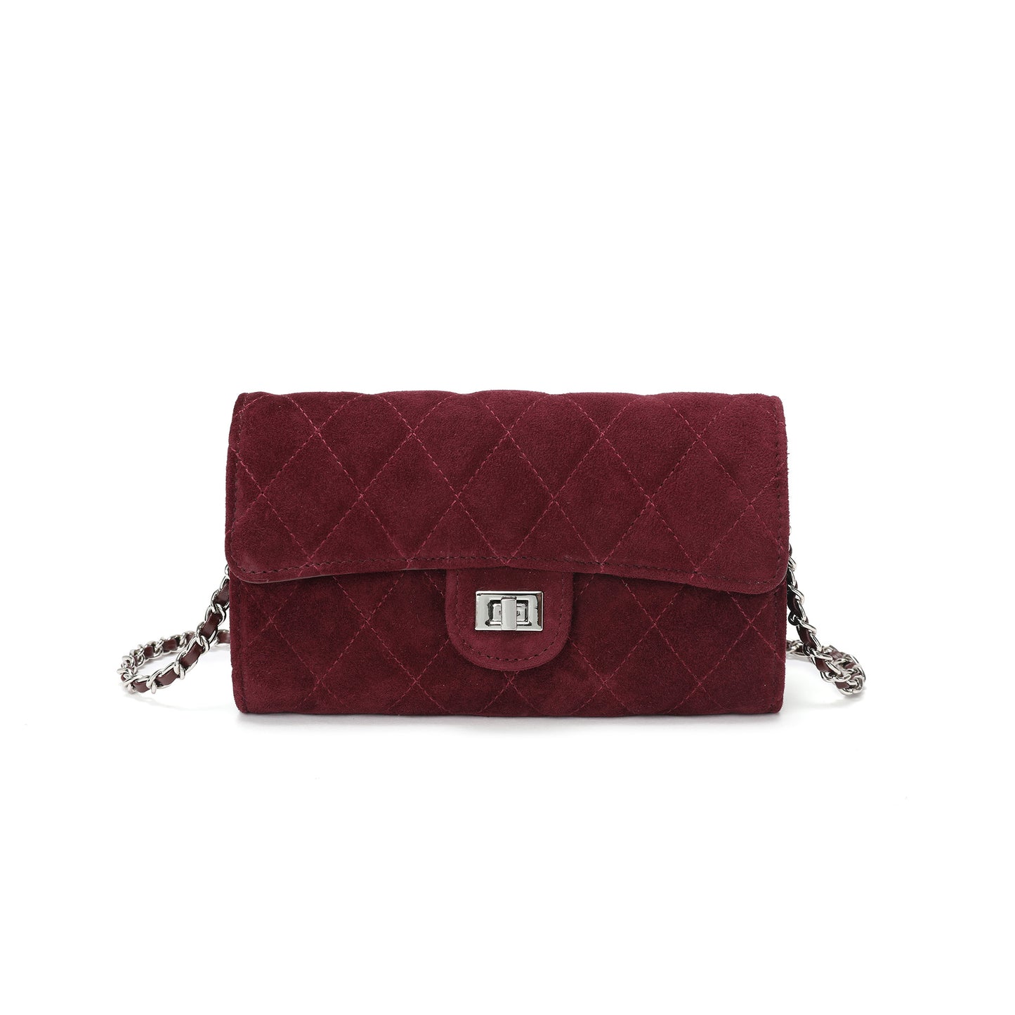 Quilted Suede Wallet-On-Chain/Clutch