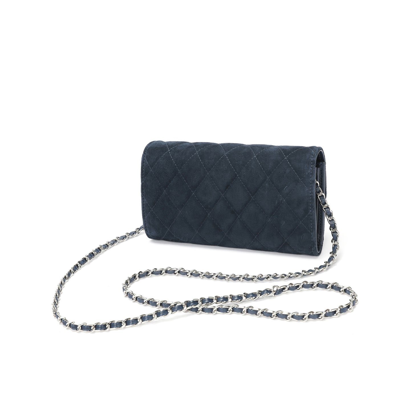 Quilted Suede Wallet-On-Chain/Clutch