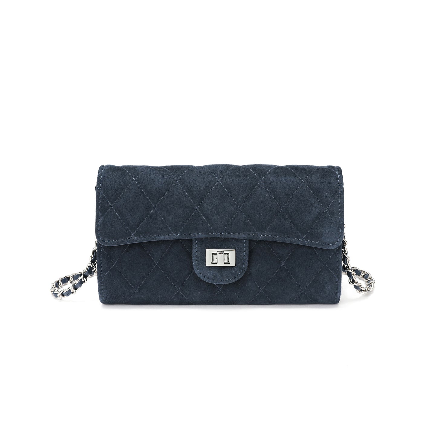 Quilted Suede Wallet-On-Chain/Clutch