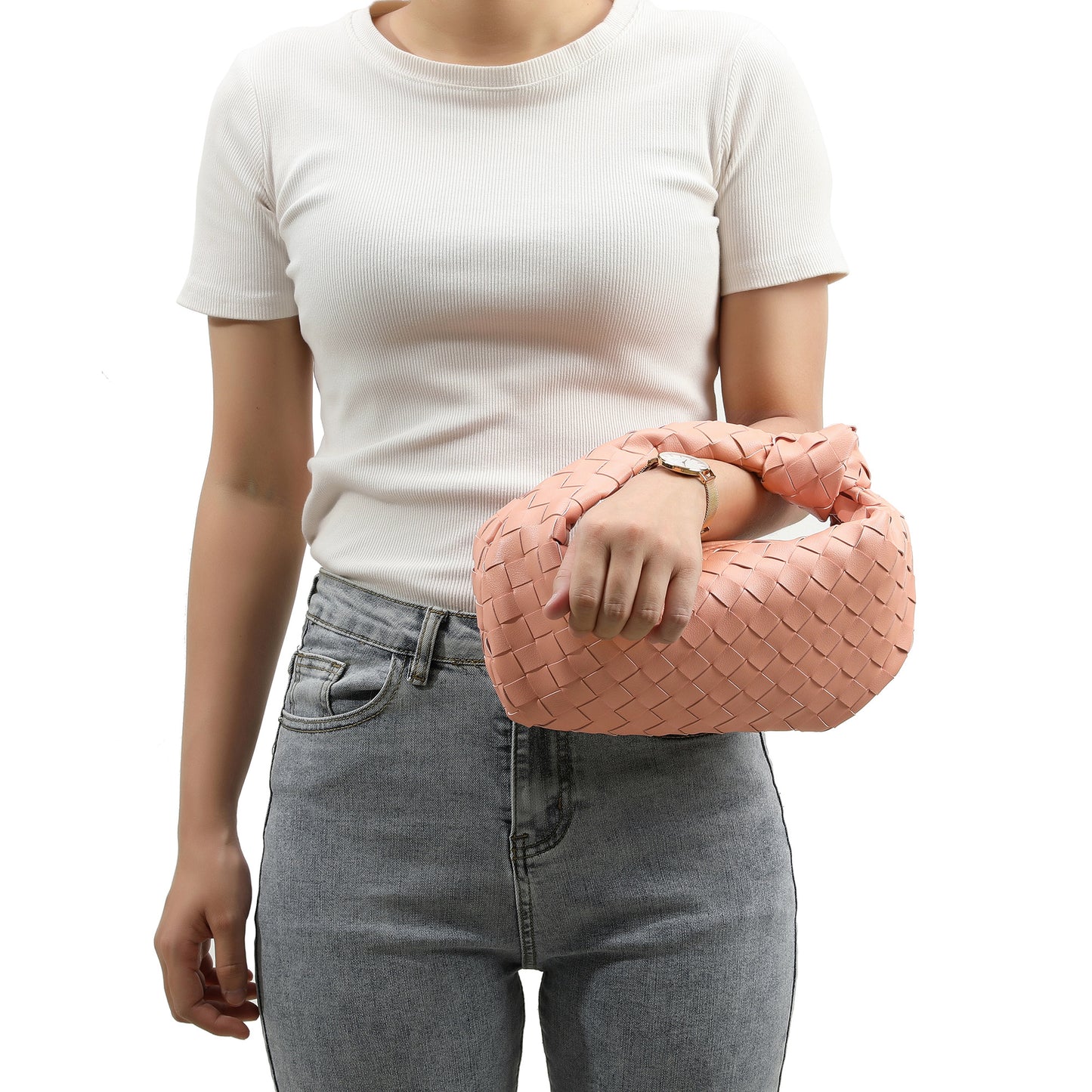 Woven Sheepskin Knot Bag Pouch