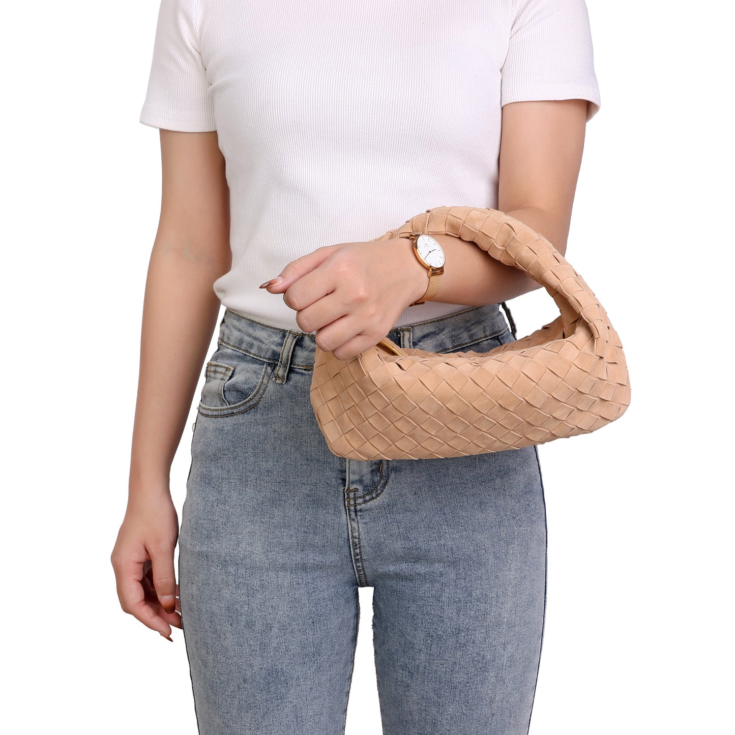 Hand-Woven Lamb Suede Pouch
