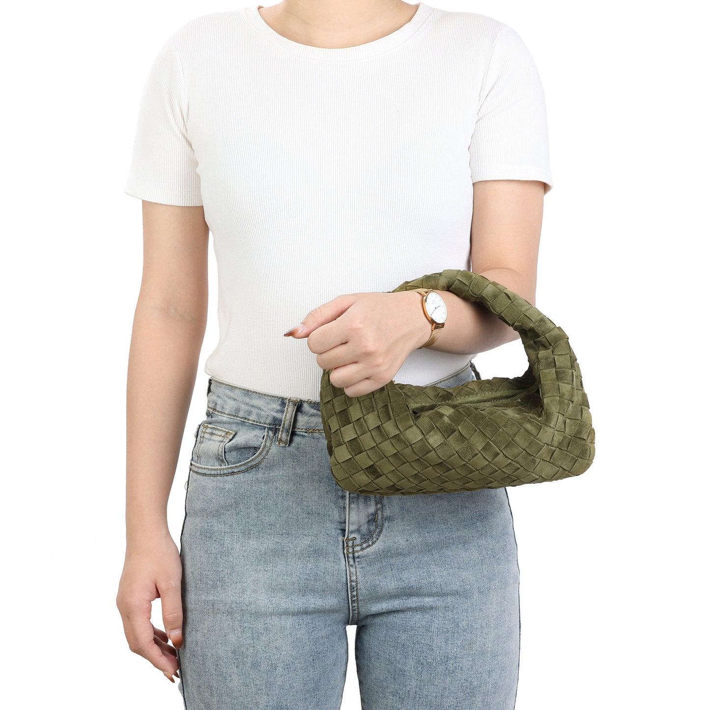 Hand-Woven Lamb Suede Pouch