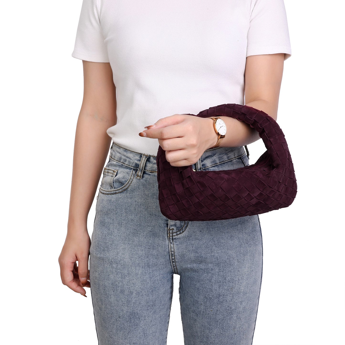 Hand-Woven Lamb Suede Pouch