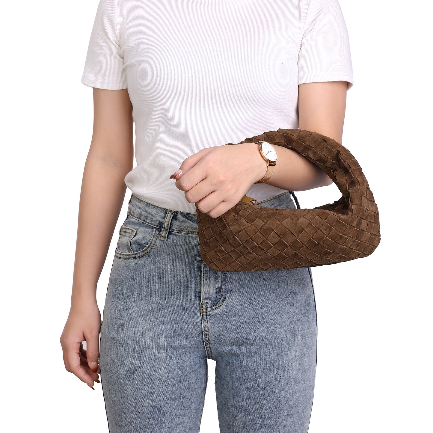 Hand-Woven Lamb Suede Pouch
