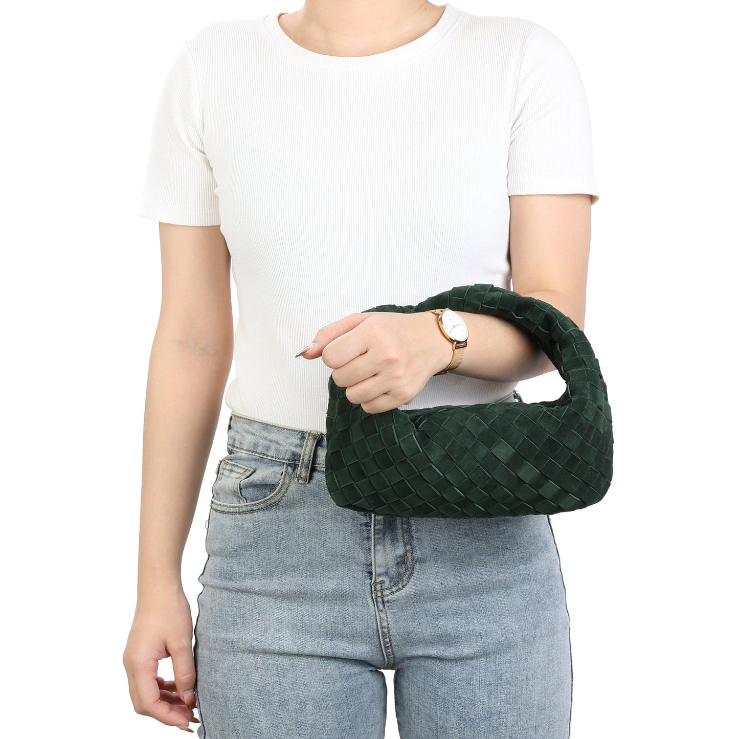Hand-Woven Lamb Suede Pouch