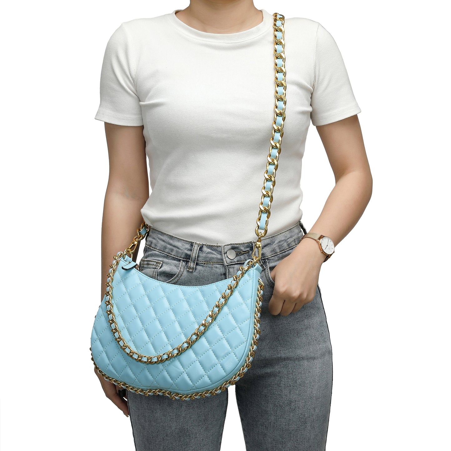 Tiffany & Fred Quilted Sheepskin Leather Crossbody Bag