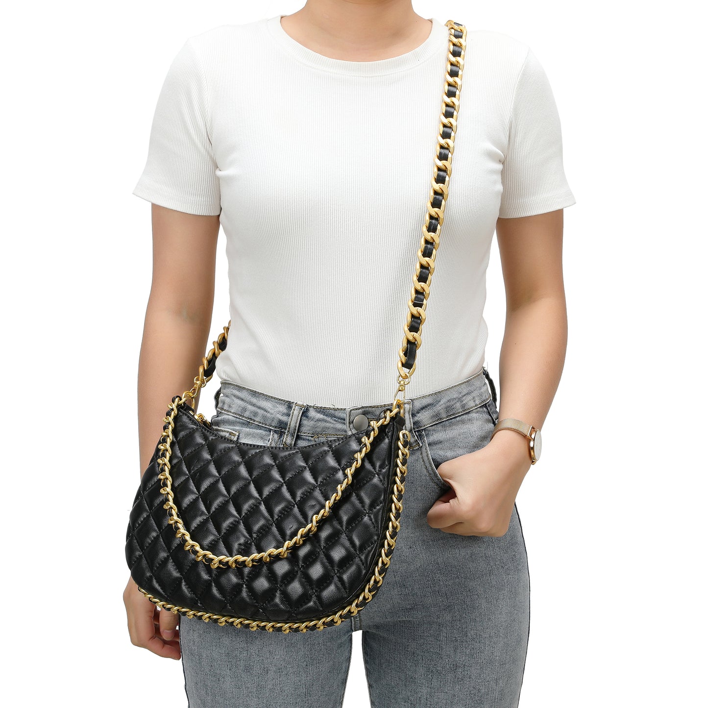 Tiffany & Fred Quilted Sheepskin Leather Crossbody Bag