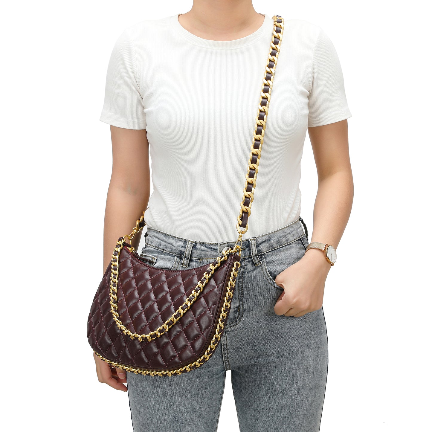 Tiffany & Fred Quilted Sheepskin Leather Crossbody Bag