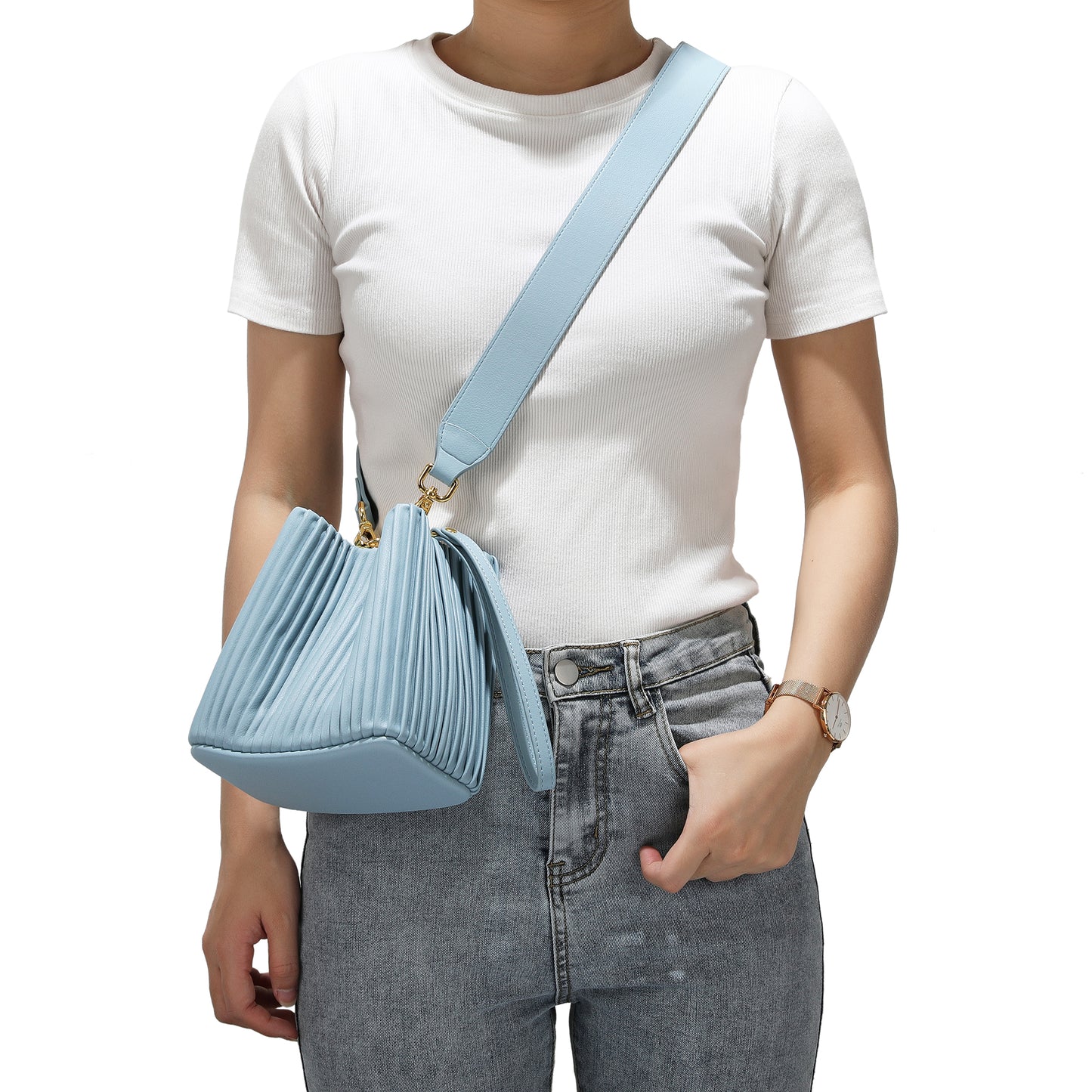 Tiffany & Fred Pleated Leather Shoulder Bag