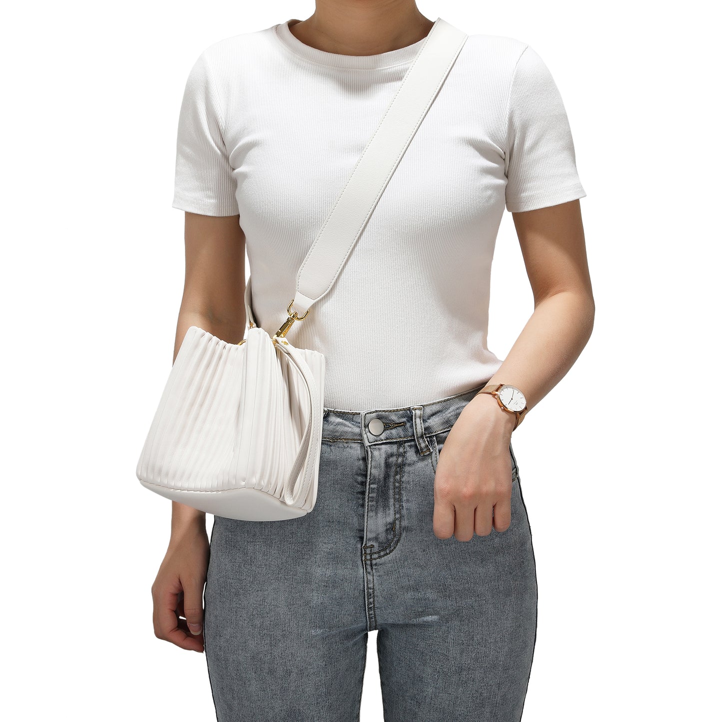 Tiffany & Fred Pleated Leather Shoulder Bag