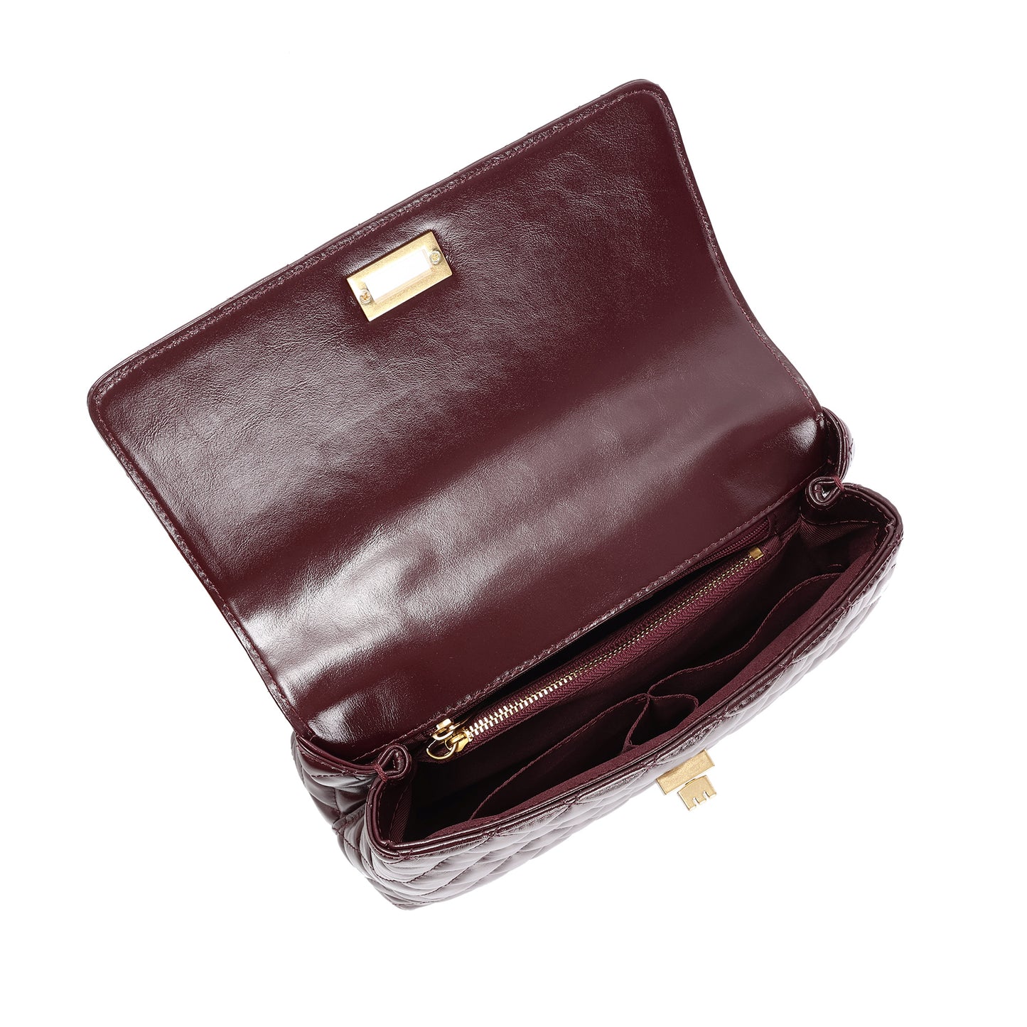 Elegant Quilted Top Handle Bag with Chain Strap