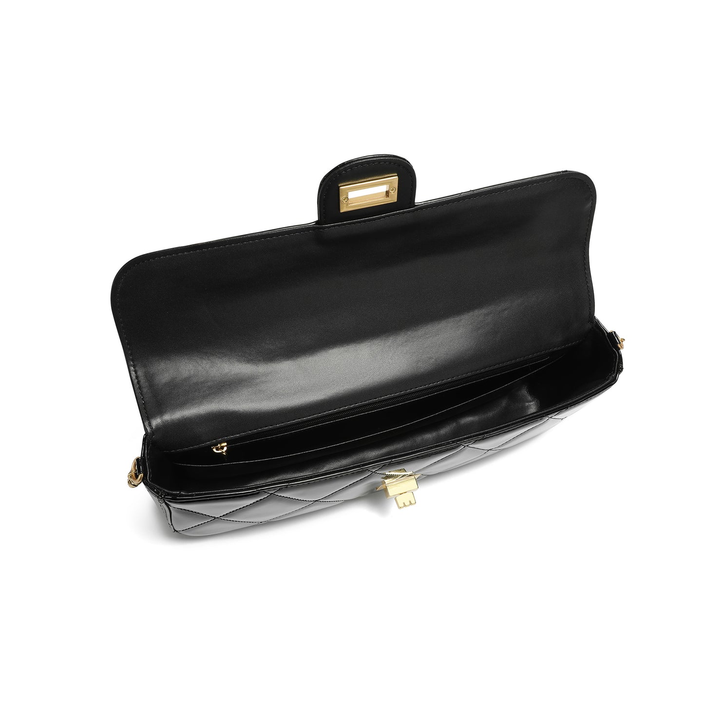 Metallic Leather Quilted Top Handle Clutch/Crossbody Bag