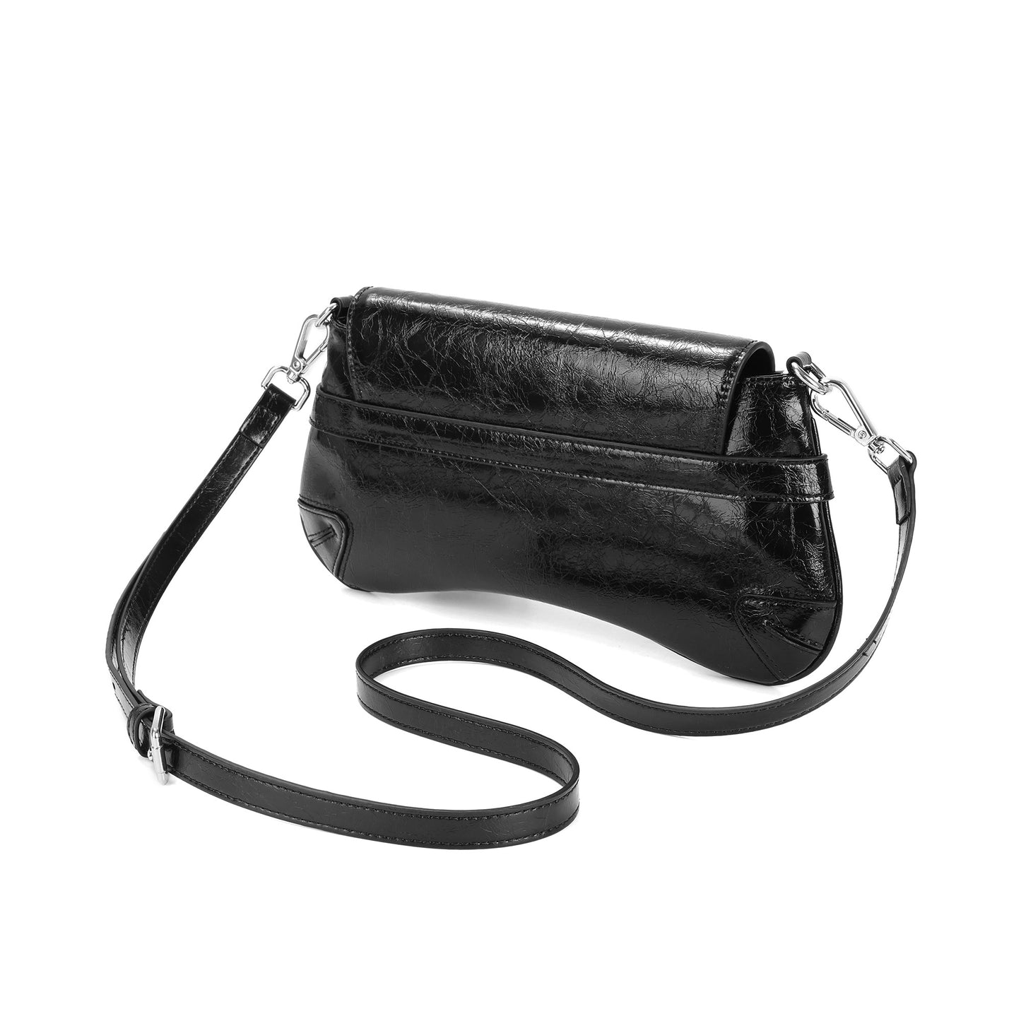 Metallic Leather Shoulder Bag with Horsebit Hardware
