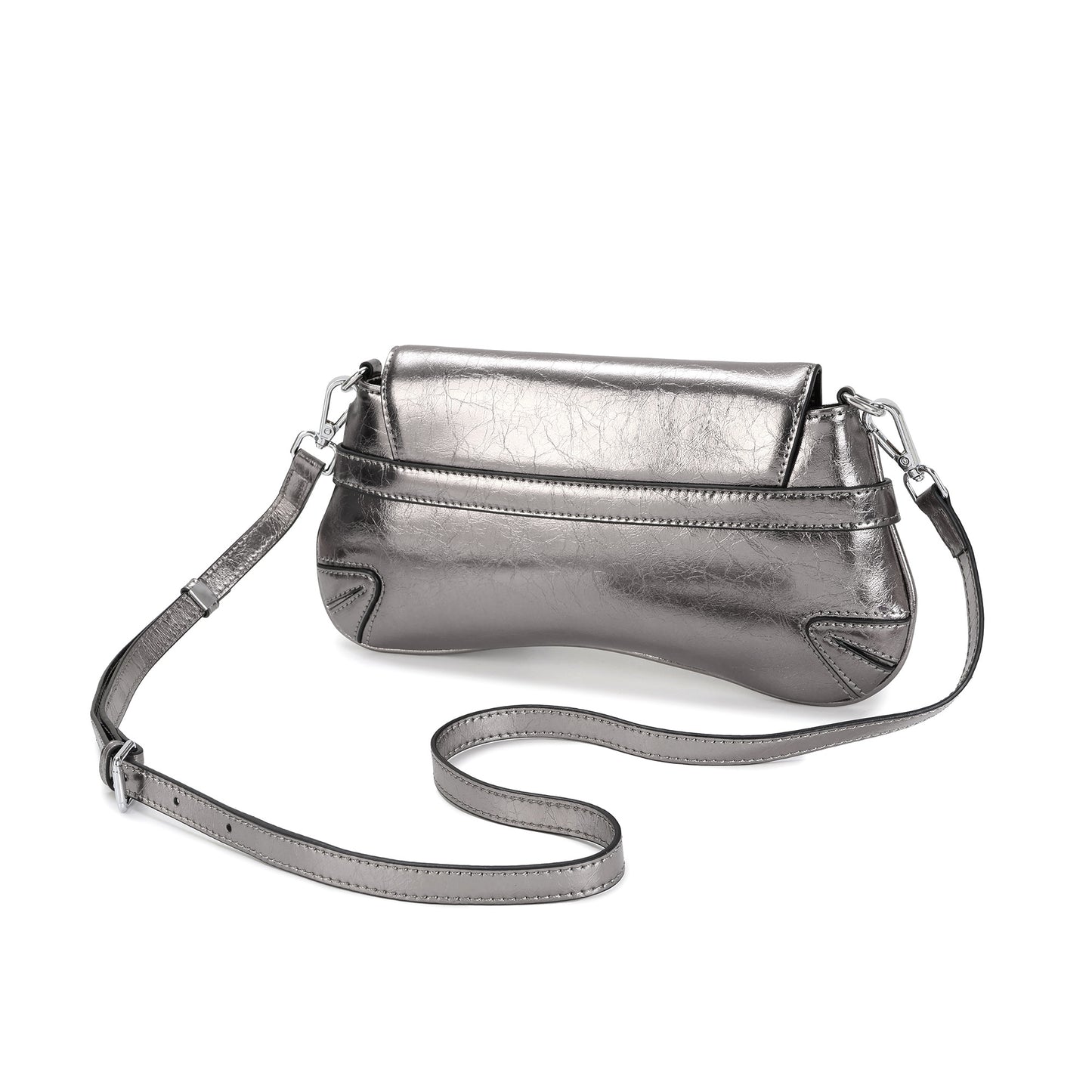 Metallic Leather Shoulder Bag with Horsebit Hardware