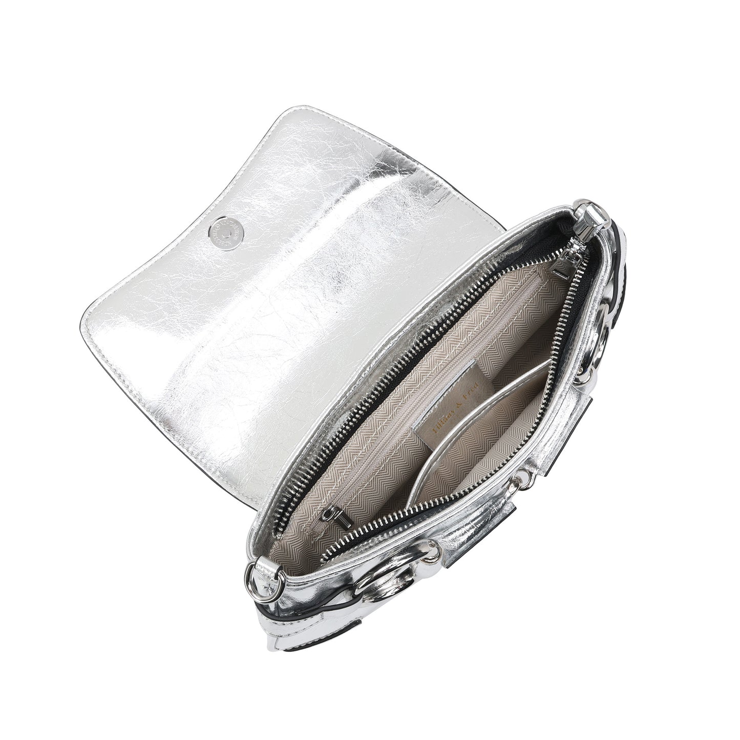 Metallic Leather Shoulder Bag with Horsebit Hardware